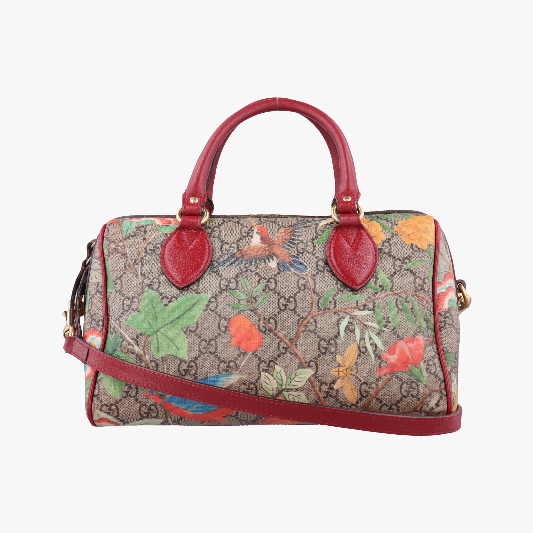 Pre-owned Gucci GG SUPREME Beige × Dark Brown × Multi PVC coated canvas×Leather 409529 shoulderbag | stylenewstar
