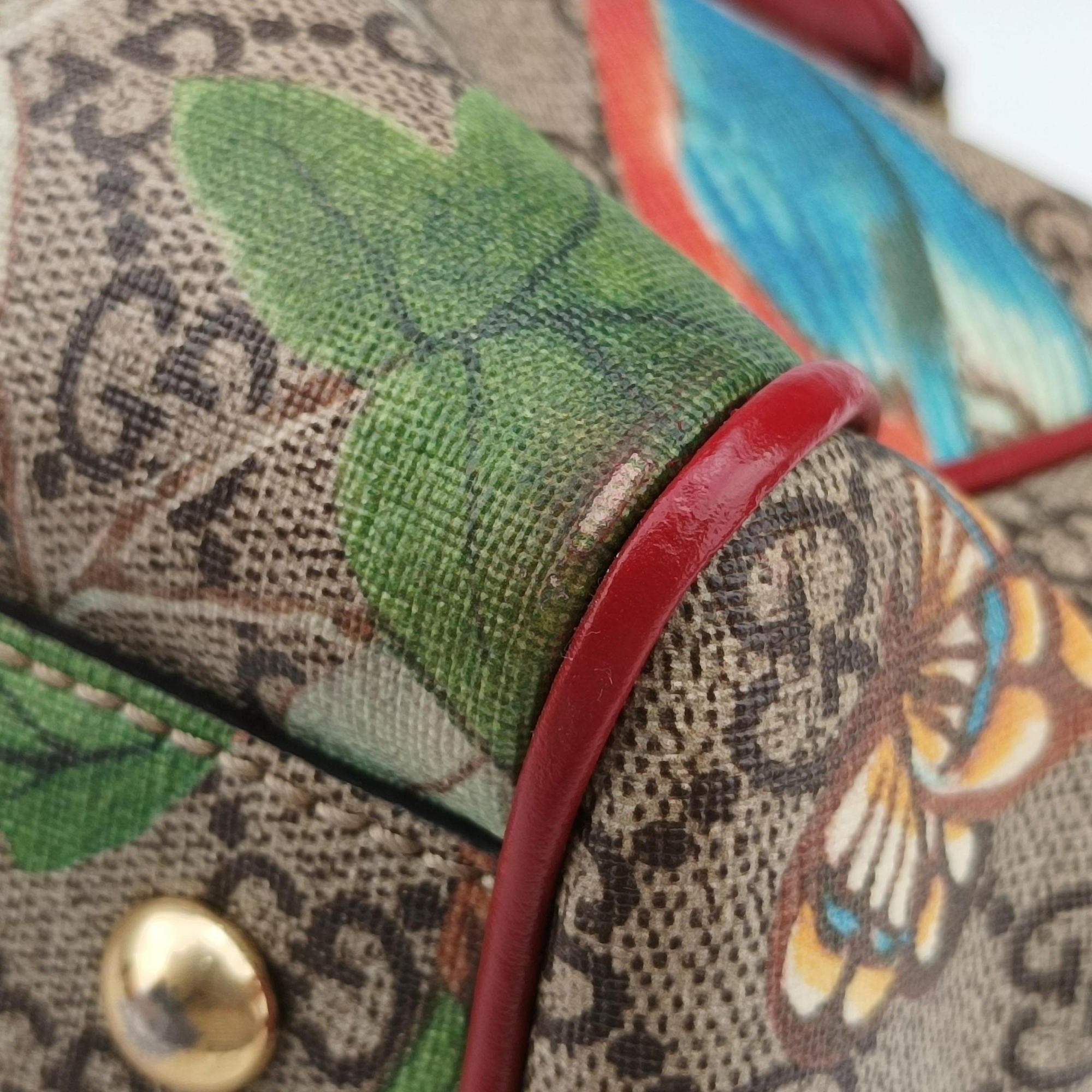 Pre-owned Gucci GG SUPREME Beige × Dark Brown × Multi PVC coated canvas×Leather 409529 shoulderbag | stylenewstar