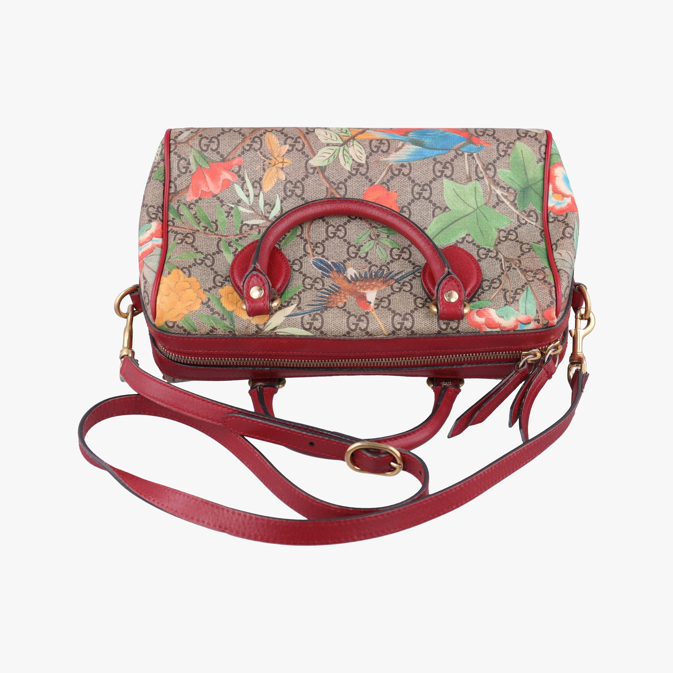 Pre-owned Gucci GG SUPREME Beige × Dark Brown × Multi PVC coated canvas×Leather 409529 shoulderbag | stylenewstar