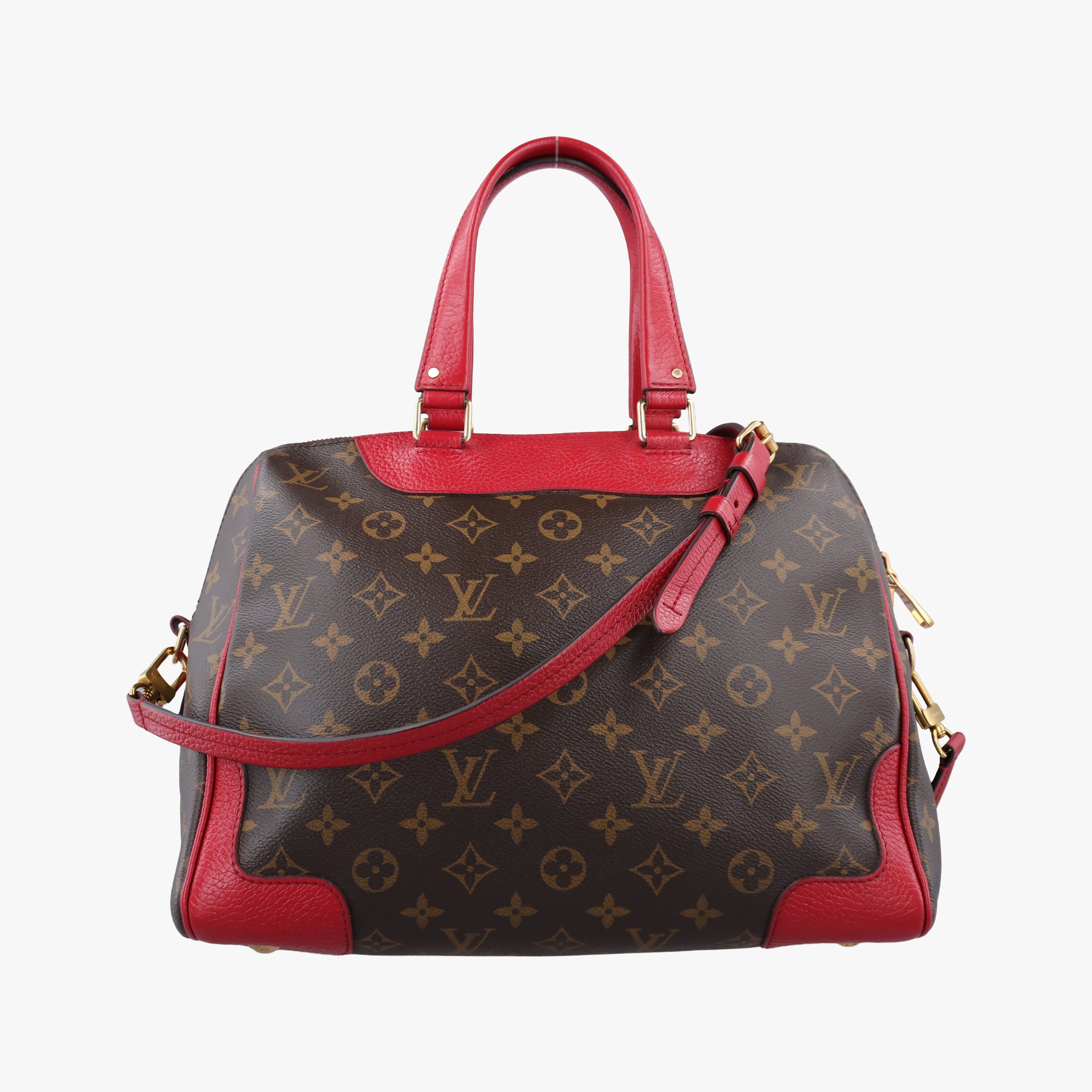 Pre-owned Louis Vuitton RETIRO PM brown×CERISE Monogram Canvas×calf leather M40546 shoulderbag | stylenewstar