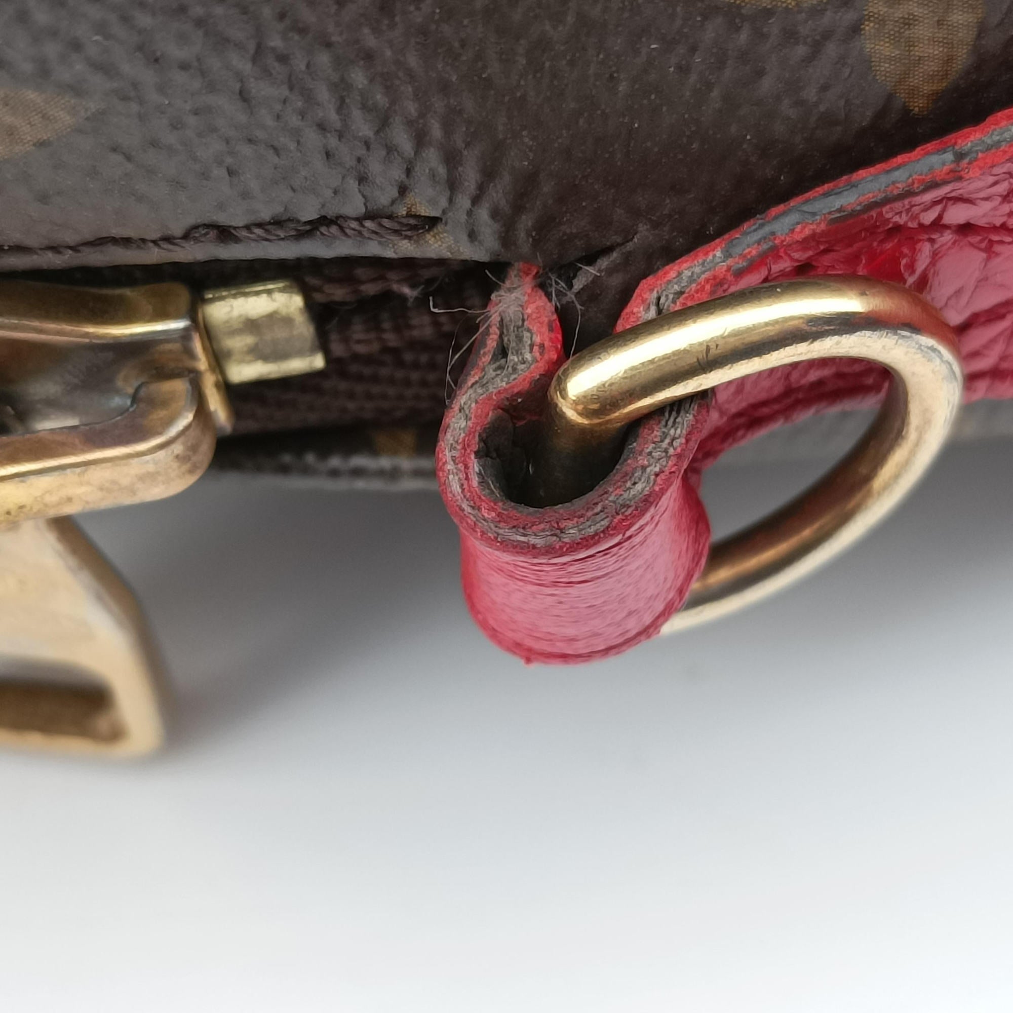 Pre-owned Louis Vuitton RETIRO PM brown×CERISE Monogram Canvas×calf leather M40546 shoulderbag | stylenewstar