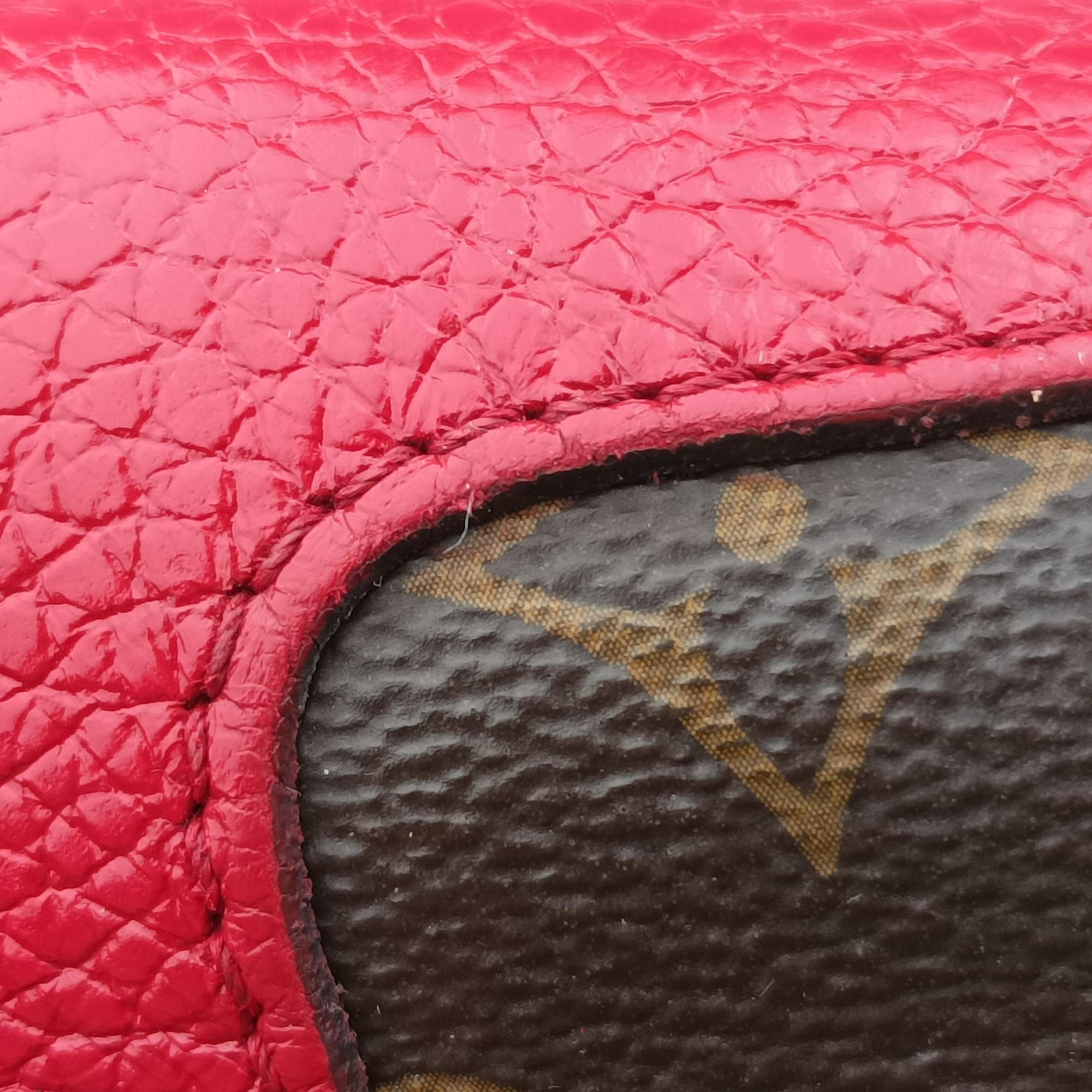 Pre-owned Louis Vuitton RETIRO PM brown×CERISE Monogram Canvas×calf leather M40546 shoulderbag | stylenewstar
