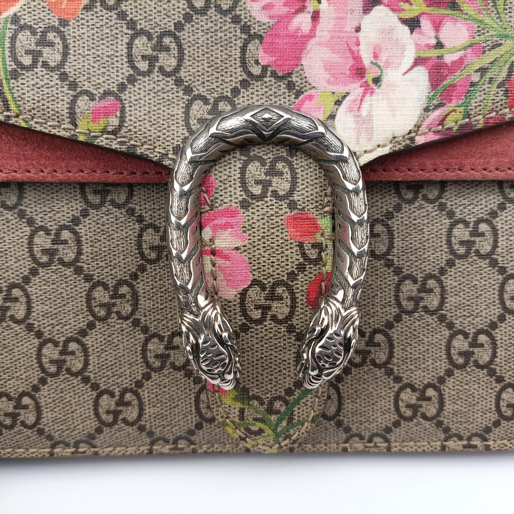 Pre-owned Gucci Dionysus beige×red×multi PVC coated canvas×suede 421970 shoulderbag | stylenewstar