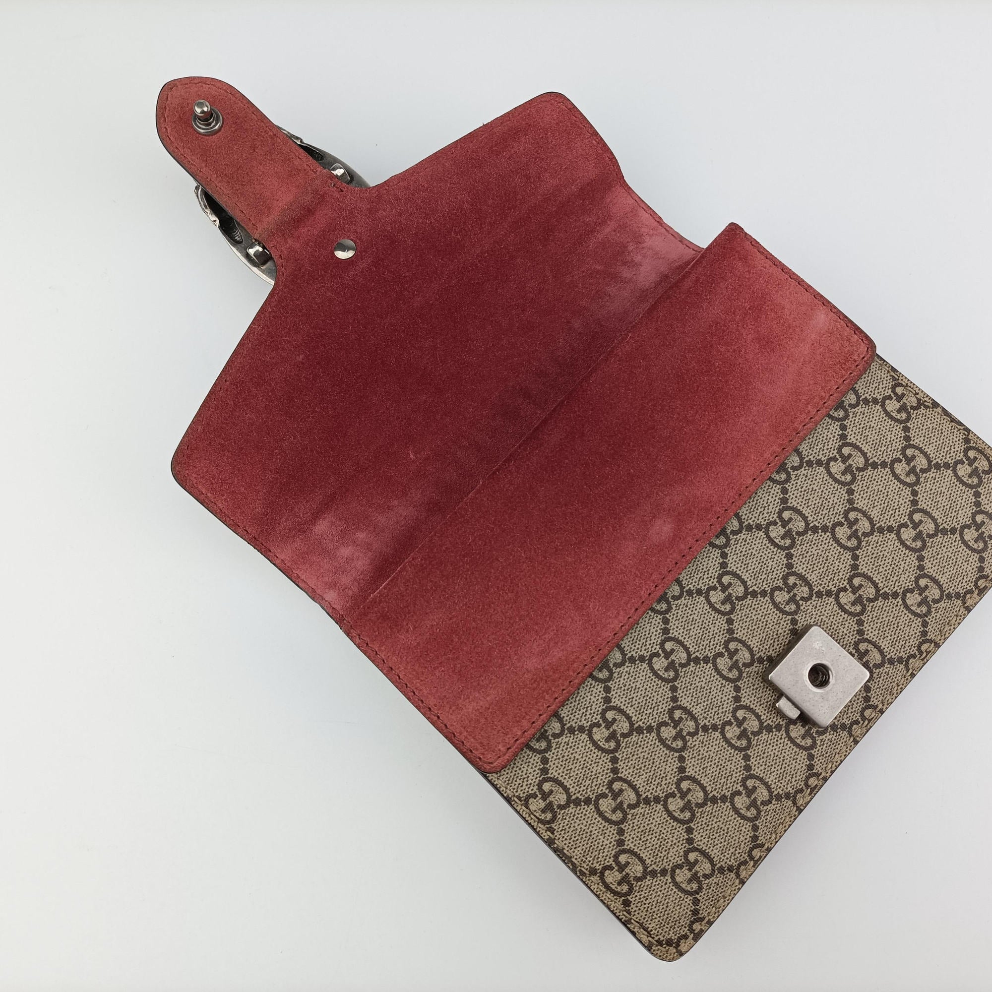 Pre-owned Gucci Dionysus beige×red×multi PVC coated canvas×suede 421970 shoulderbag | stylenewstar