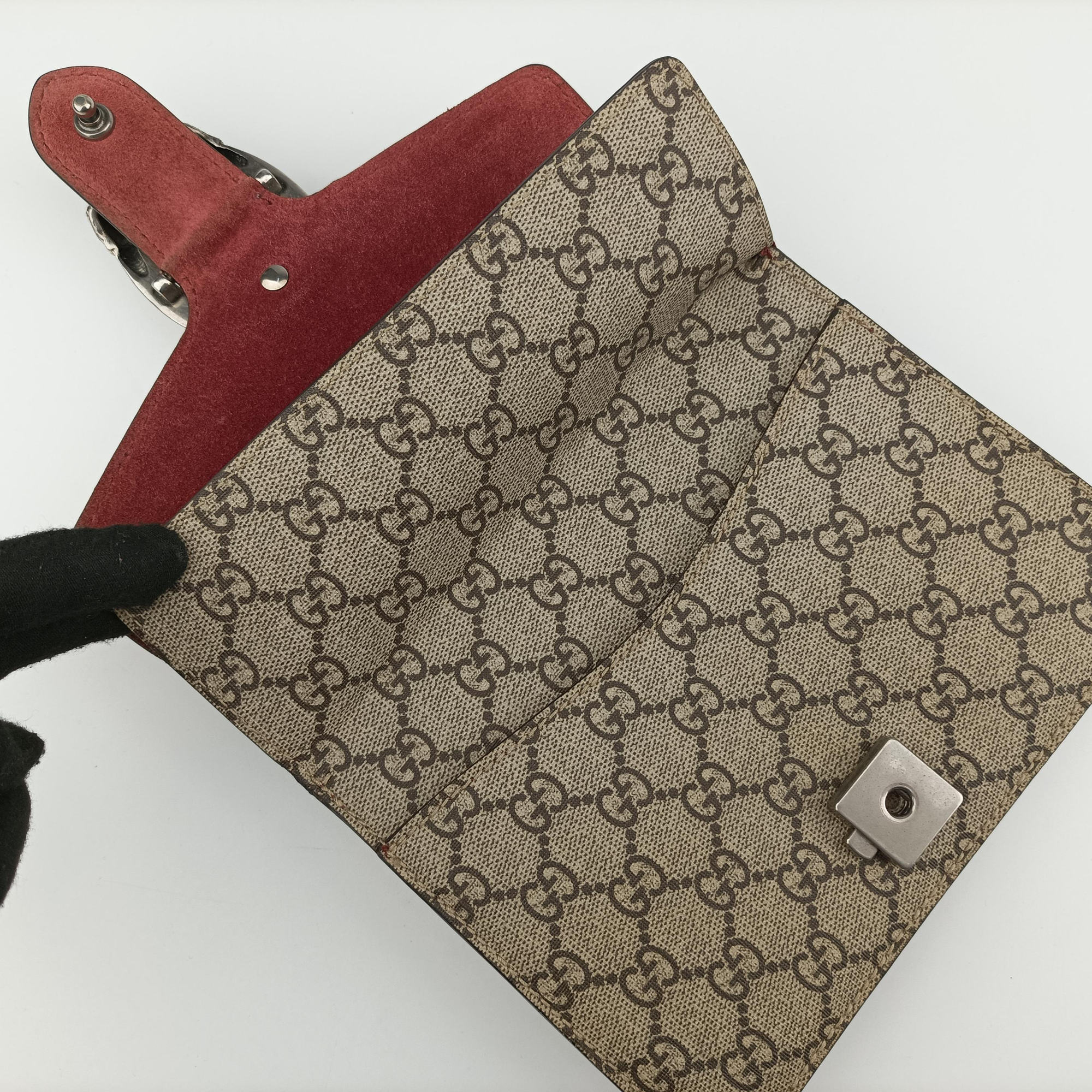 Pre-owned Gucci Dionysus beige×red×multi PVC coated canvas×suede 421970 shoulderbag | stylenewstar