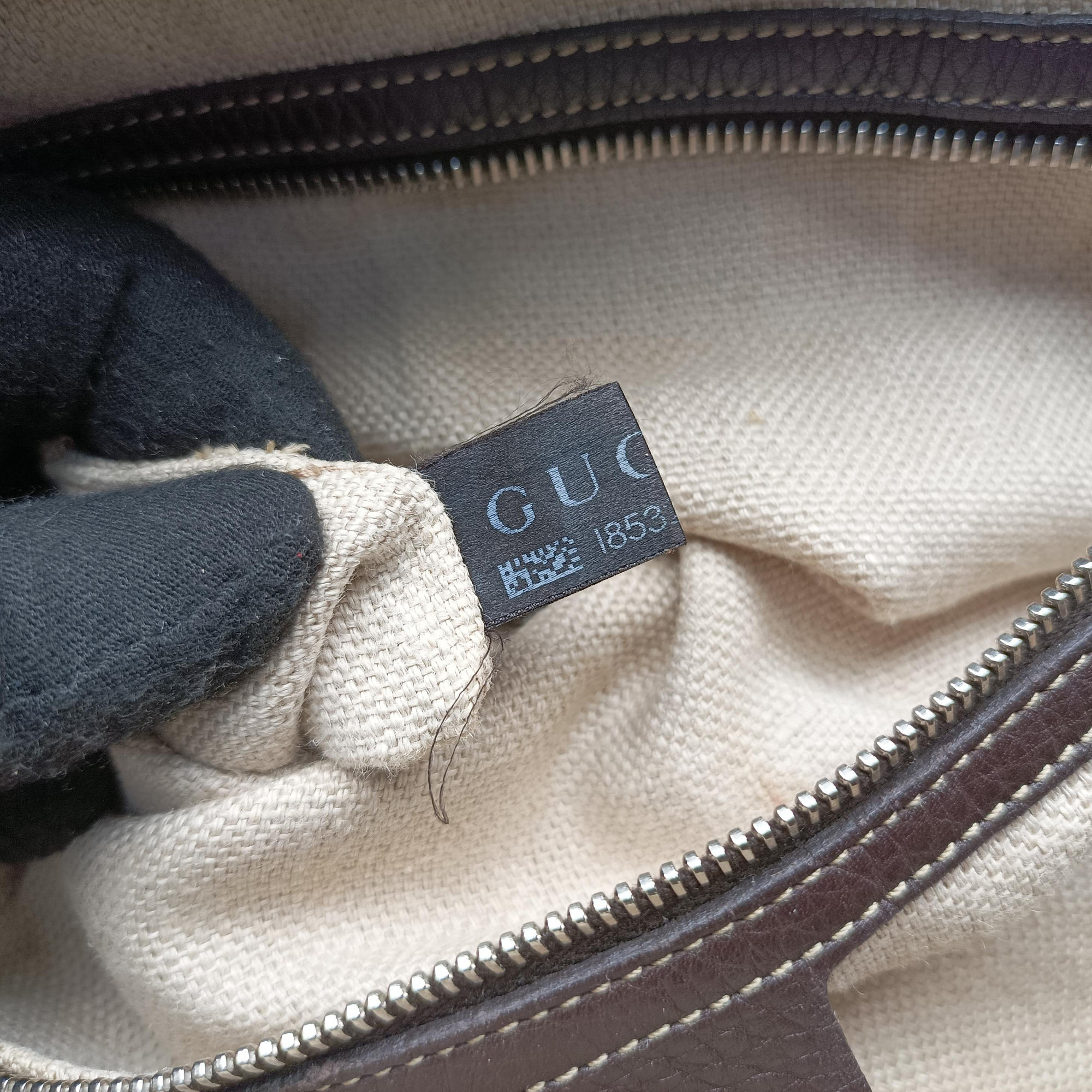 Pre-owned Gucci Babouska Hysteria Brown canvas×leather 229852 handbag | stylenewstar