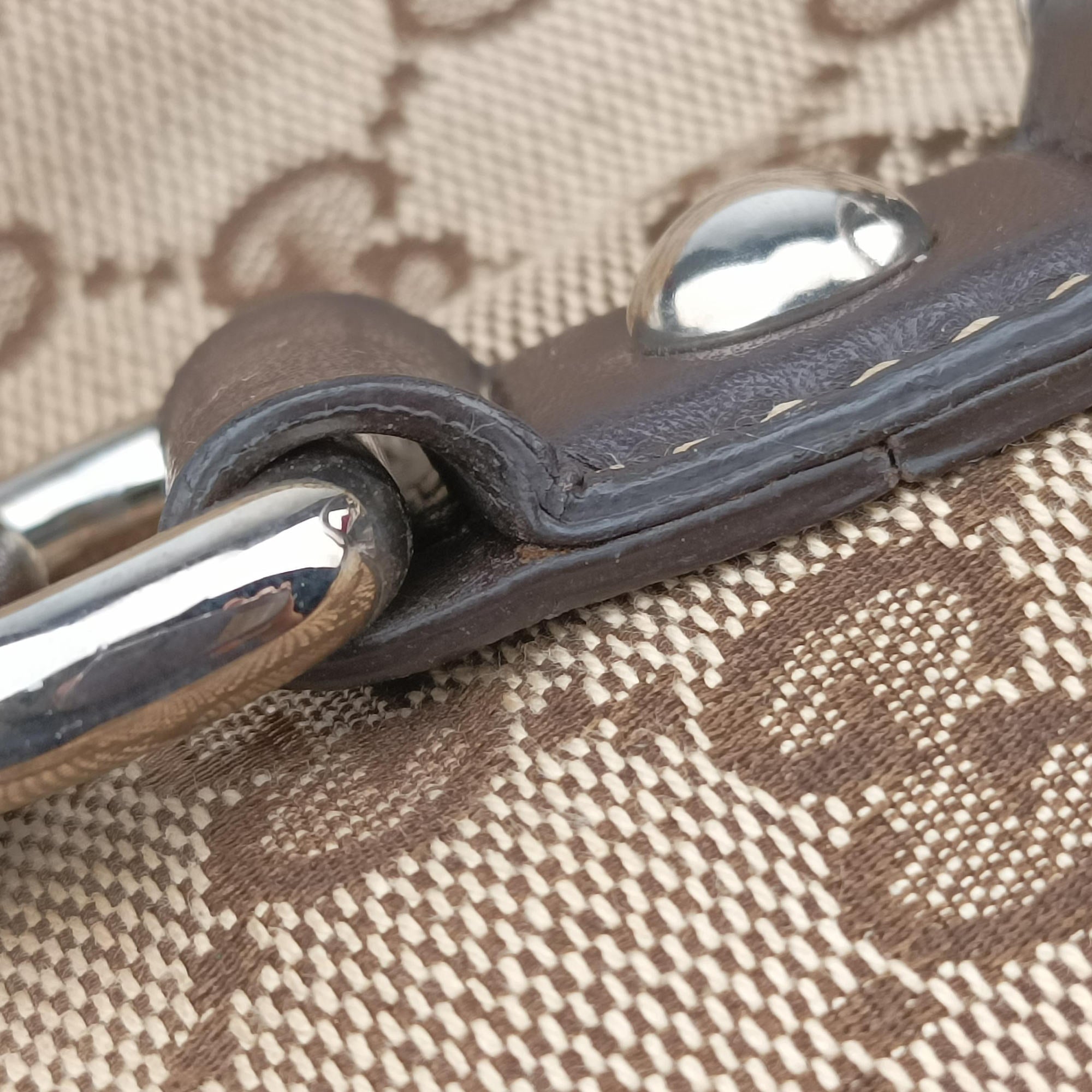 Pre-owned Gucci Babouska Hysteria Brown canvas×leather 229852 handbag | stylenewstar
