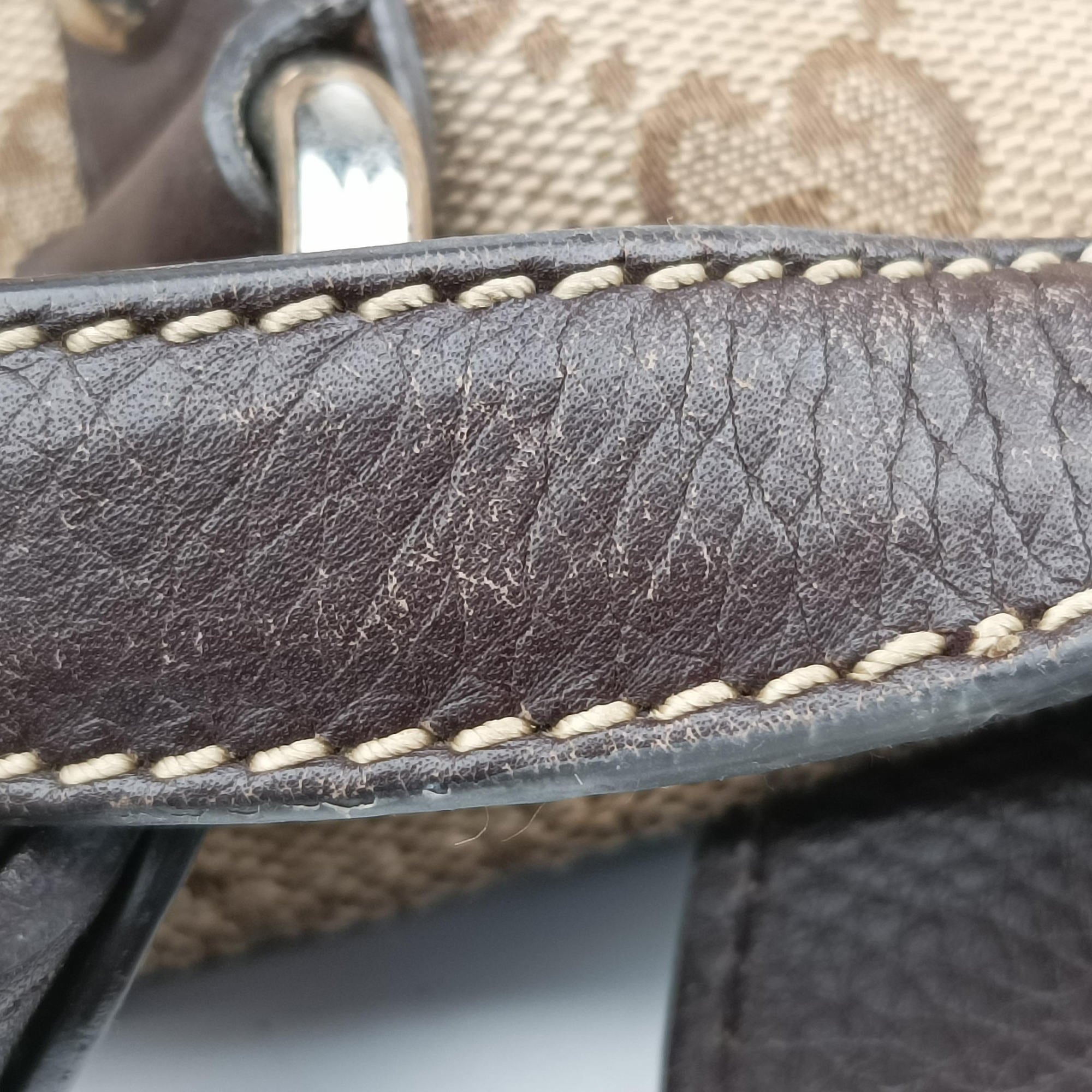 Pre-owned Gucci Babouska Hysteria Brown canvas×leather 229852 handbag | stylenewstar