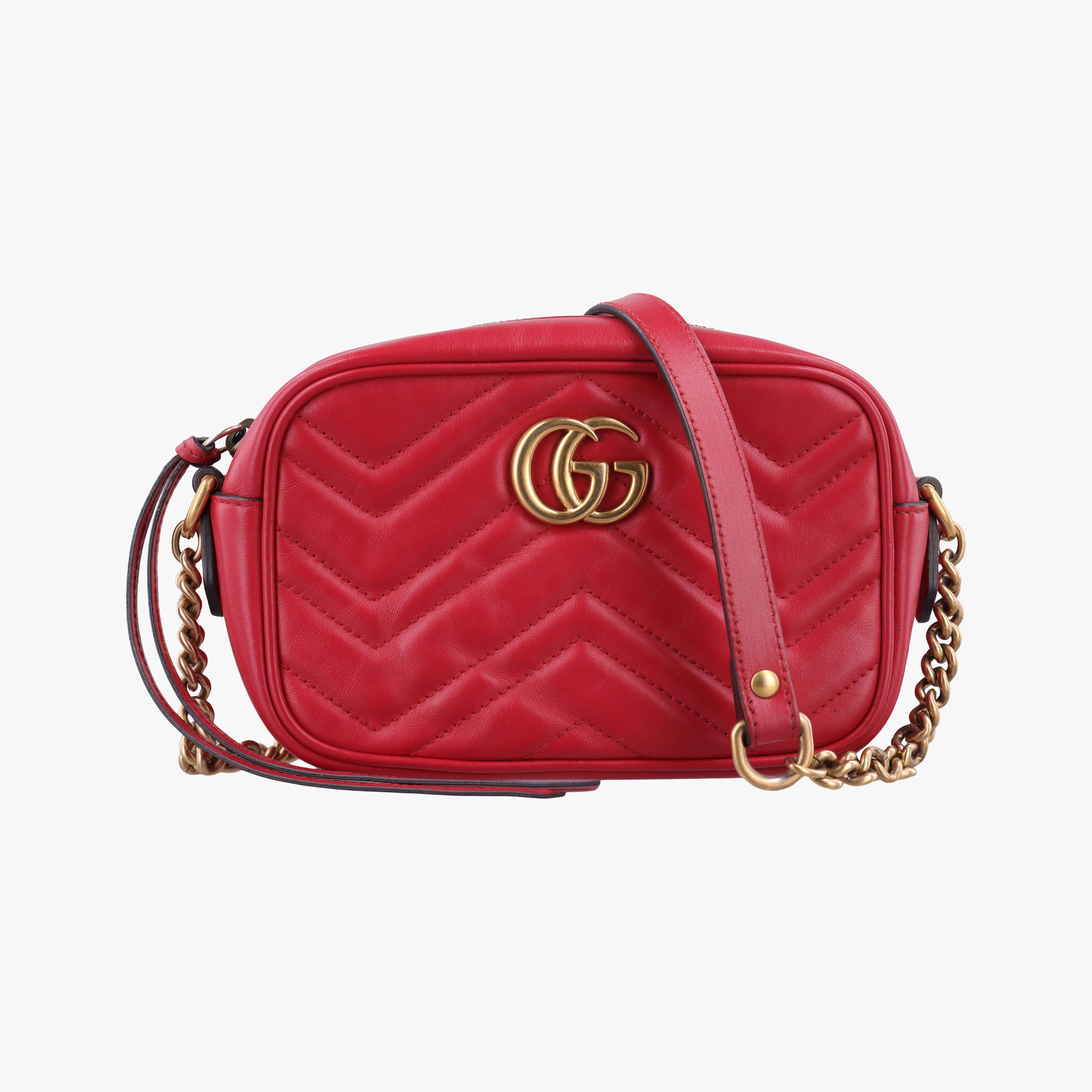 Pre-owned Gucci GG Marmont Red Leather 448065 shoulderbag | stylenewstar