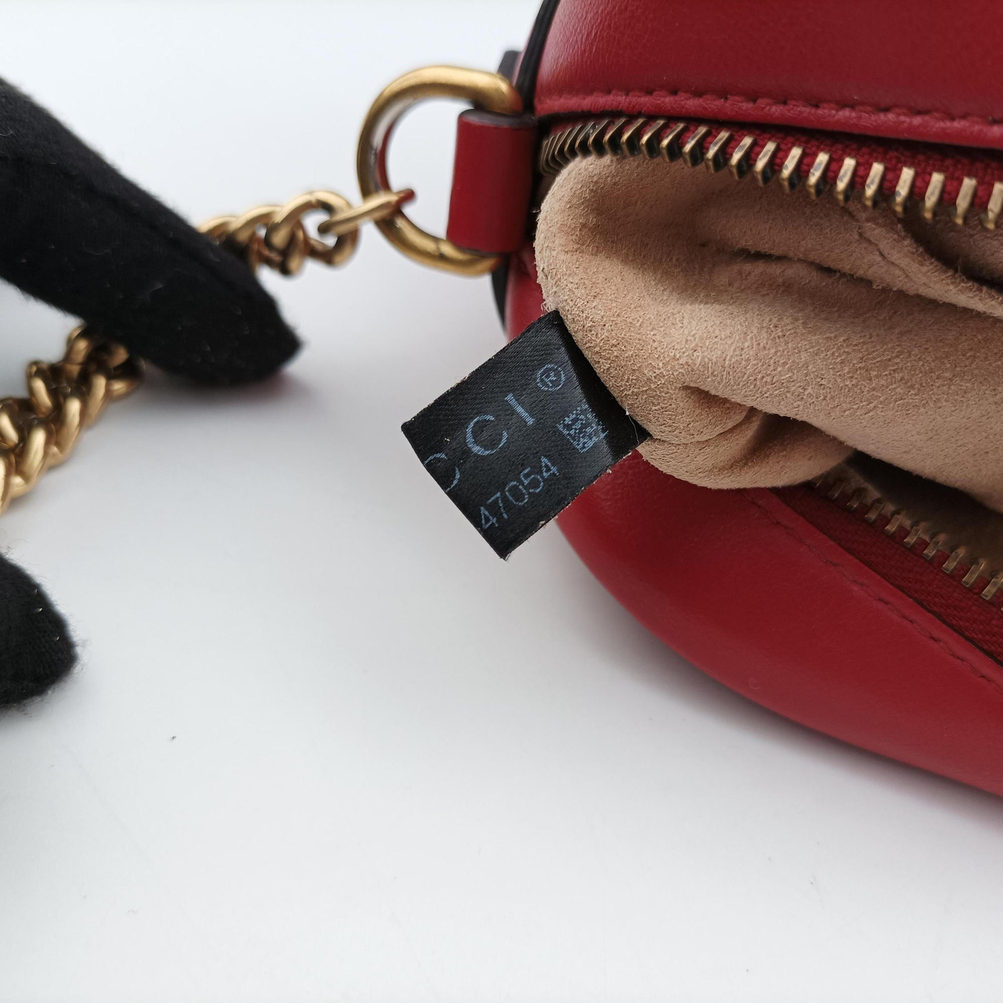 Pre-owned Gucci GG Marmont Red Leather 448065 shoulderbag | stylenewstar