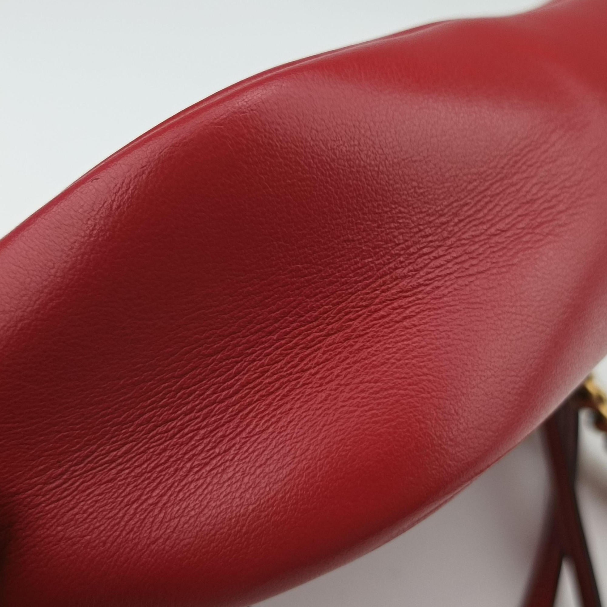 Pre-owned Gucci GG Marmont Red Leather 448065 shoulderbag | stylenewstar