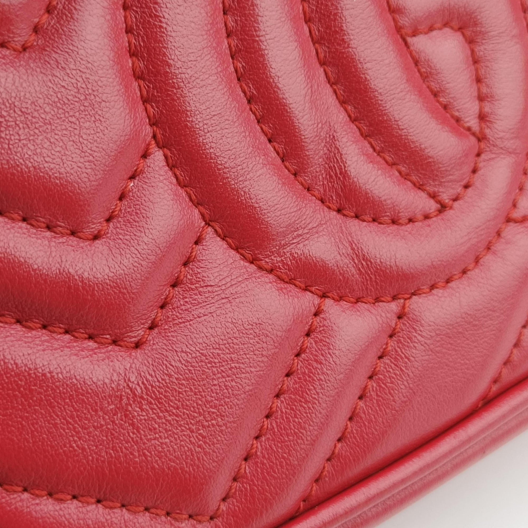 Pre-owned Gucci GG Marmont Red Leather 448065 shoulderbag | stylenewstar