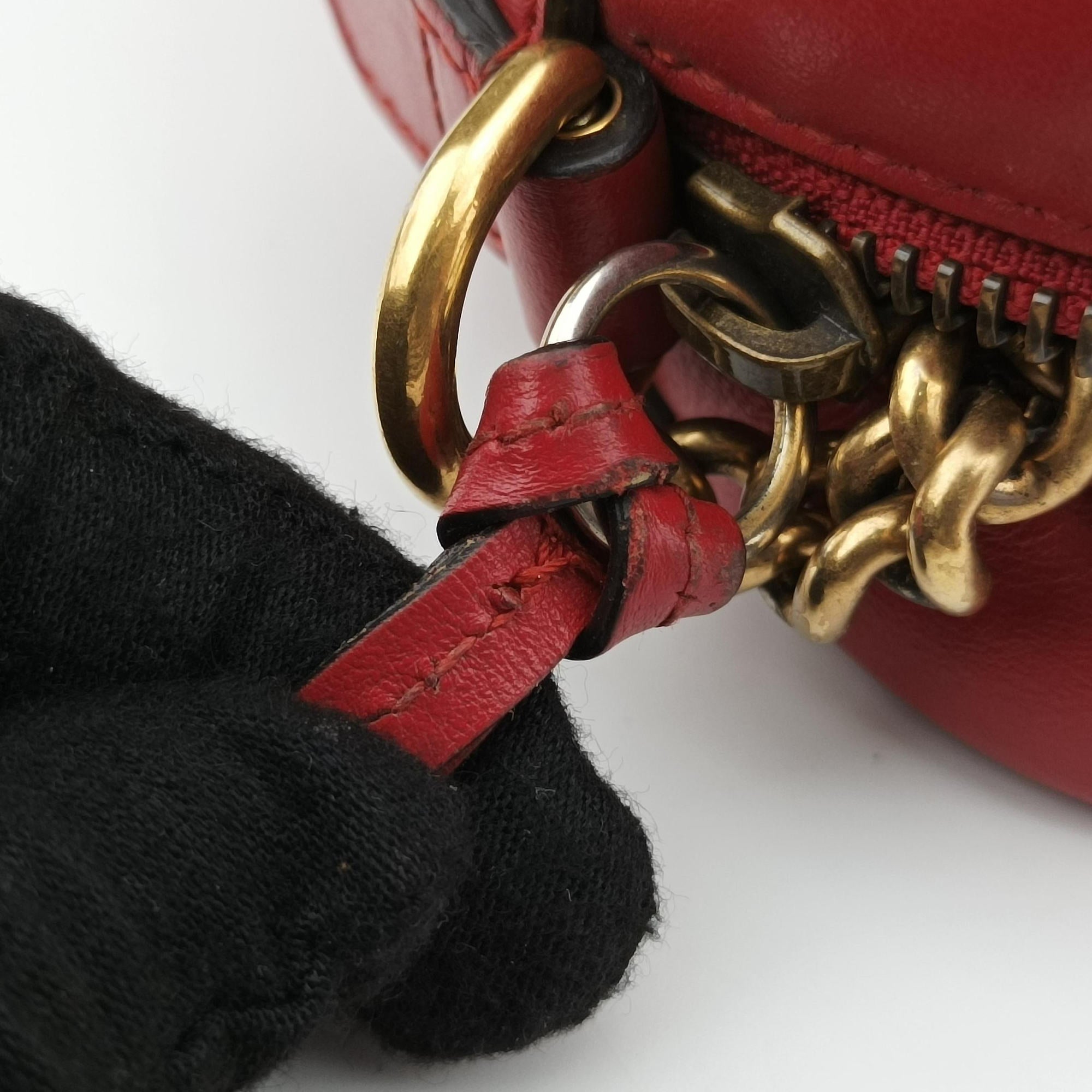 Pre-owned Gucci GG Marmont Red Leather 448065 shoulderbag | stylenewstar