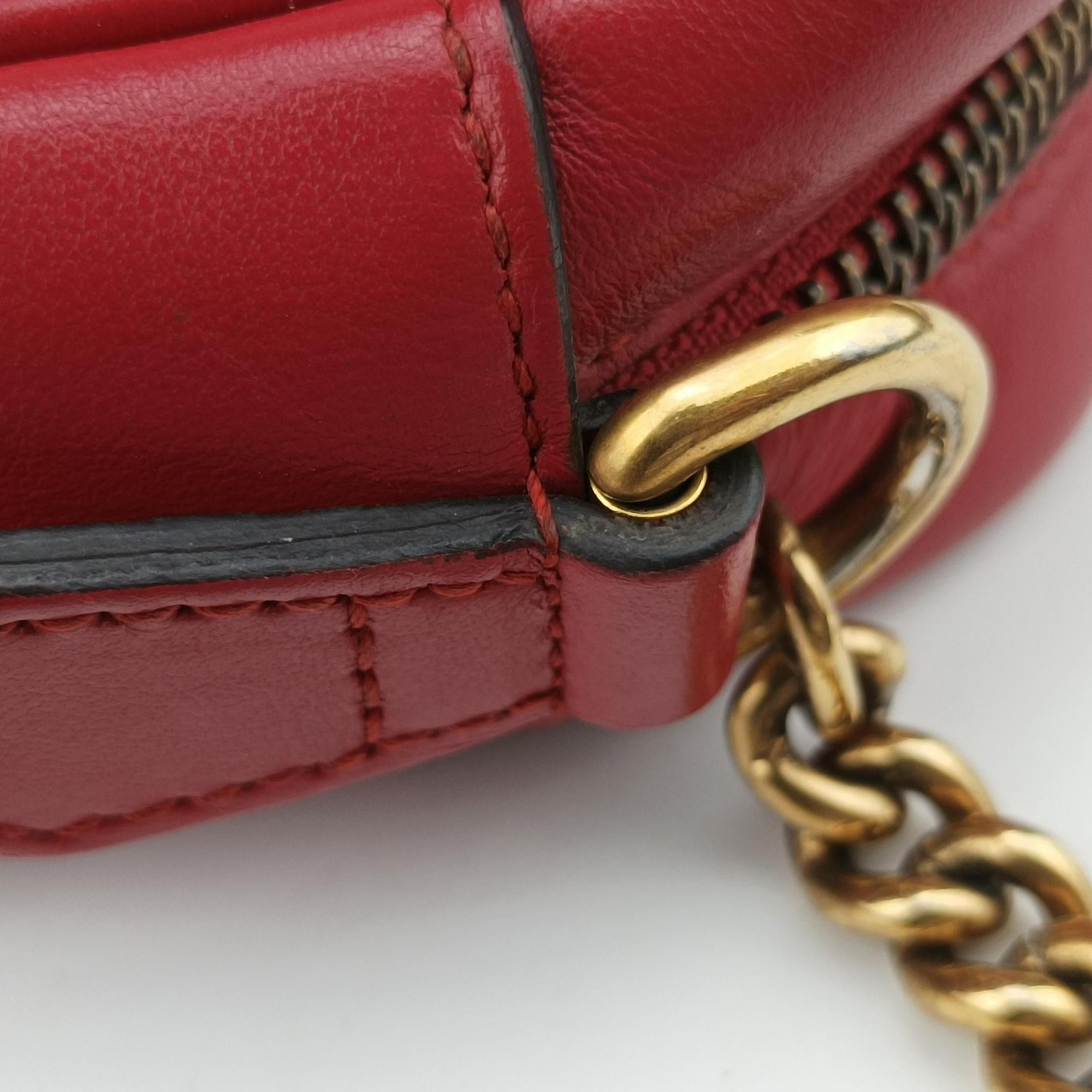 Pre-owned Gucci GG Marmont Red Leather 448065 shoulderbag | stylenewstar
