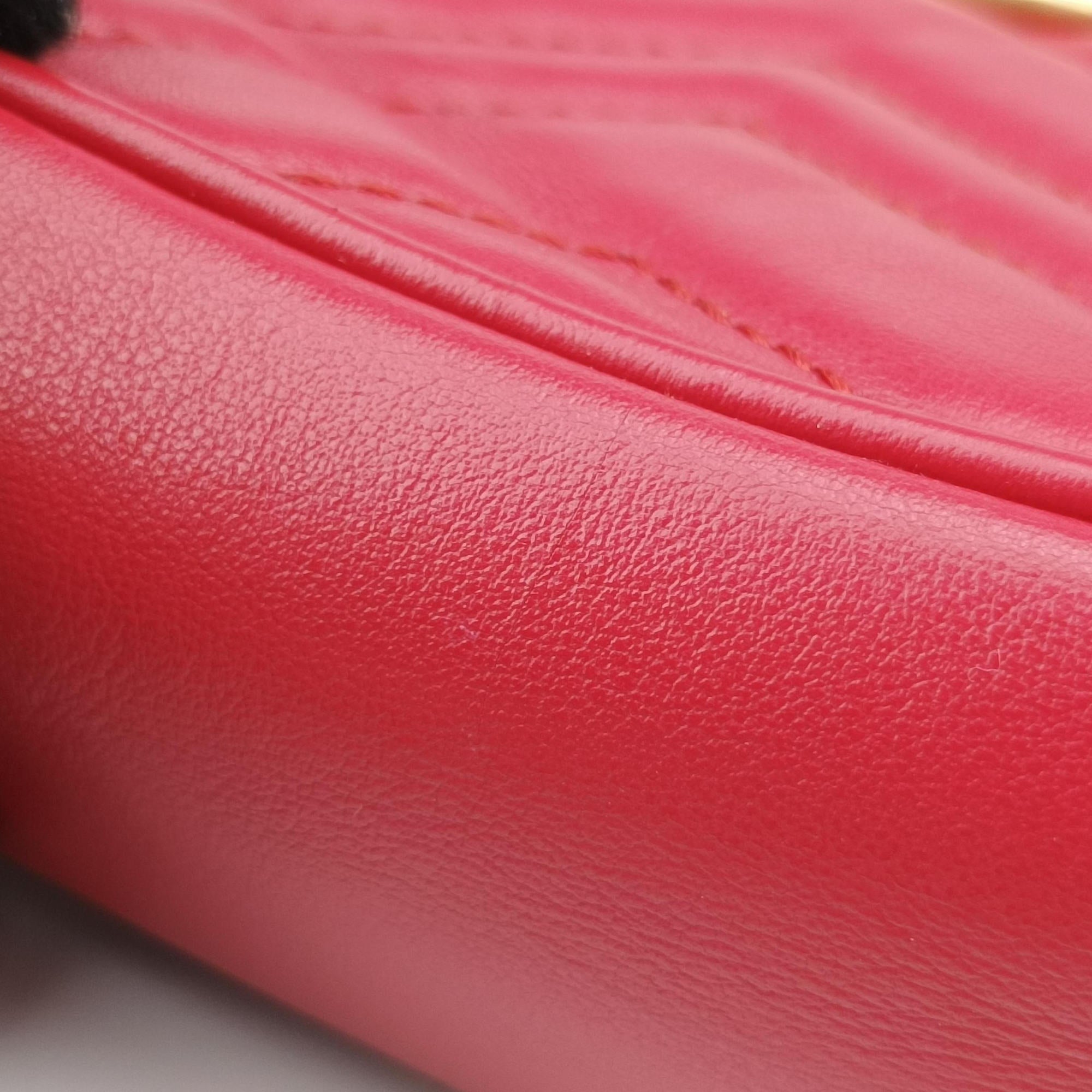 Pre-owned Gucci GG Marmont Red Leather 448065 shoulderbag | stylenewstar