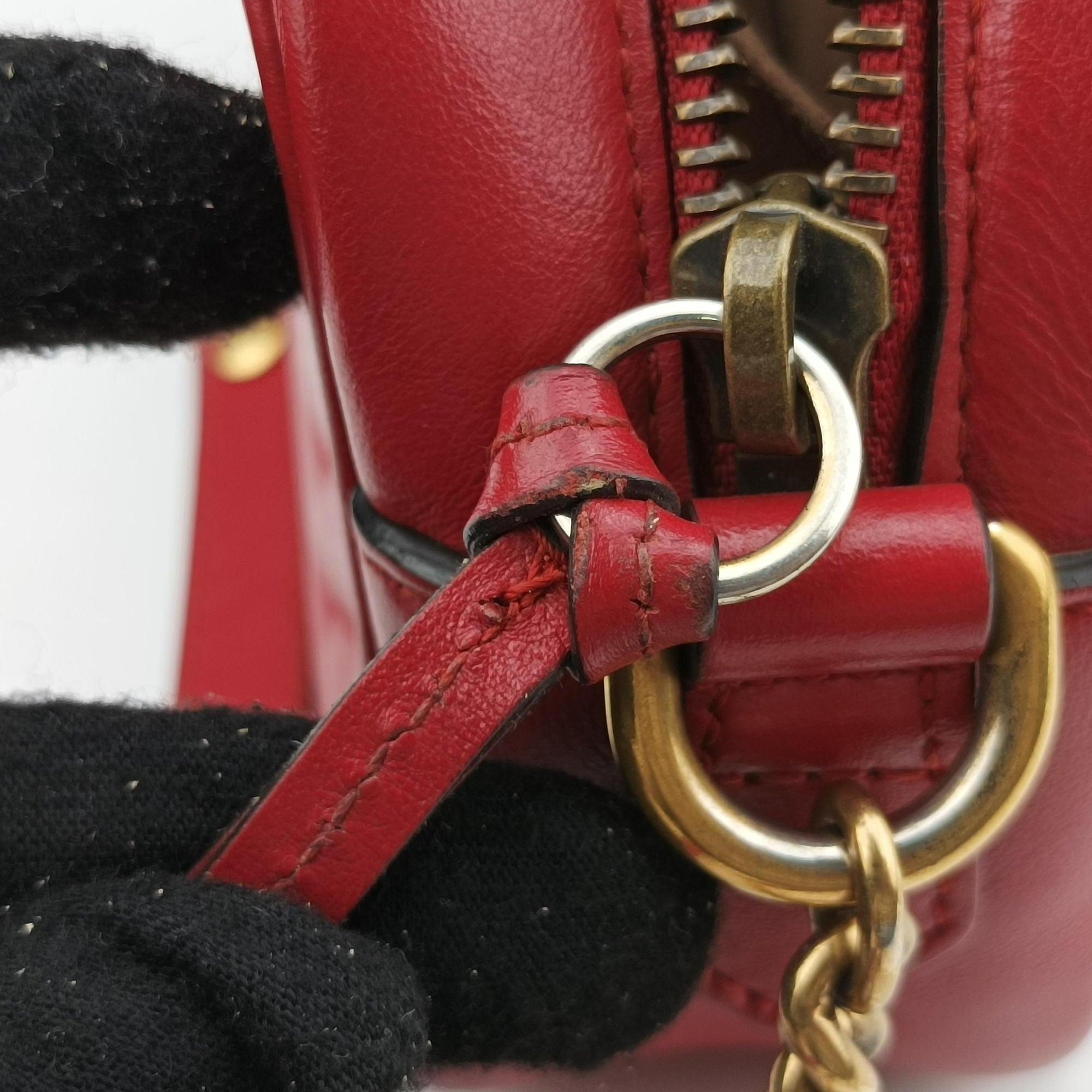Pre-owned Gucci GG Marmont Red Leather 448065 shoulderbag | stylenewstar