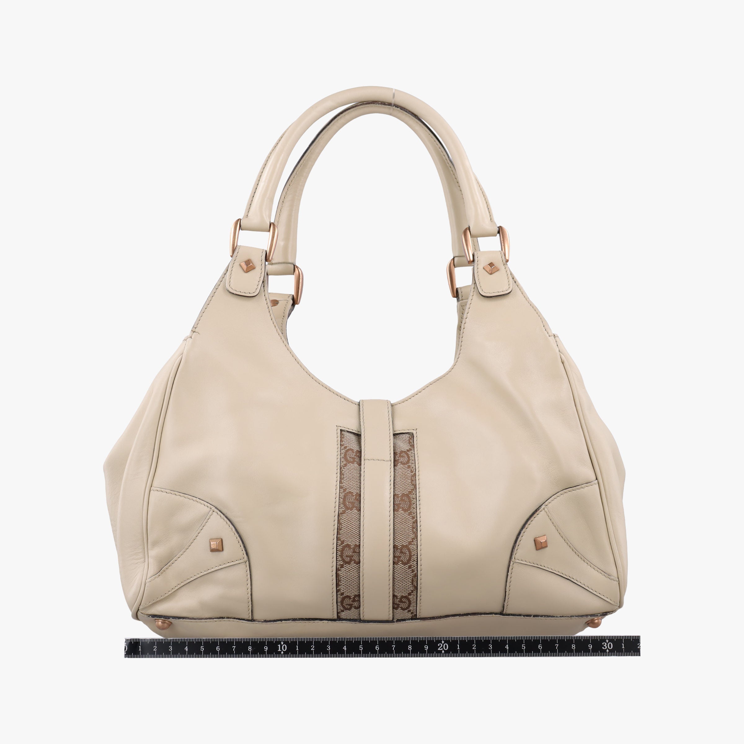Pre-owned Gucci New Jackie White Leather×canvas 124407 handbag | stylenewstar