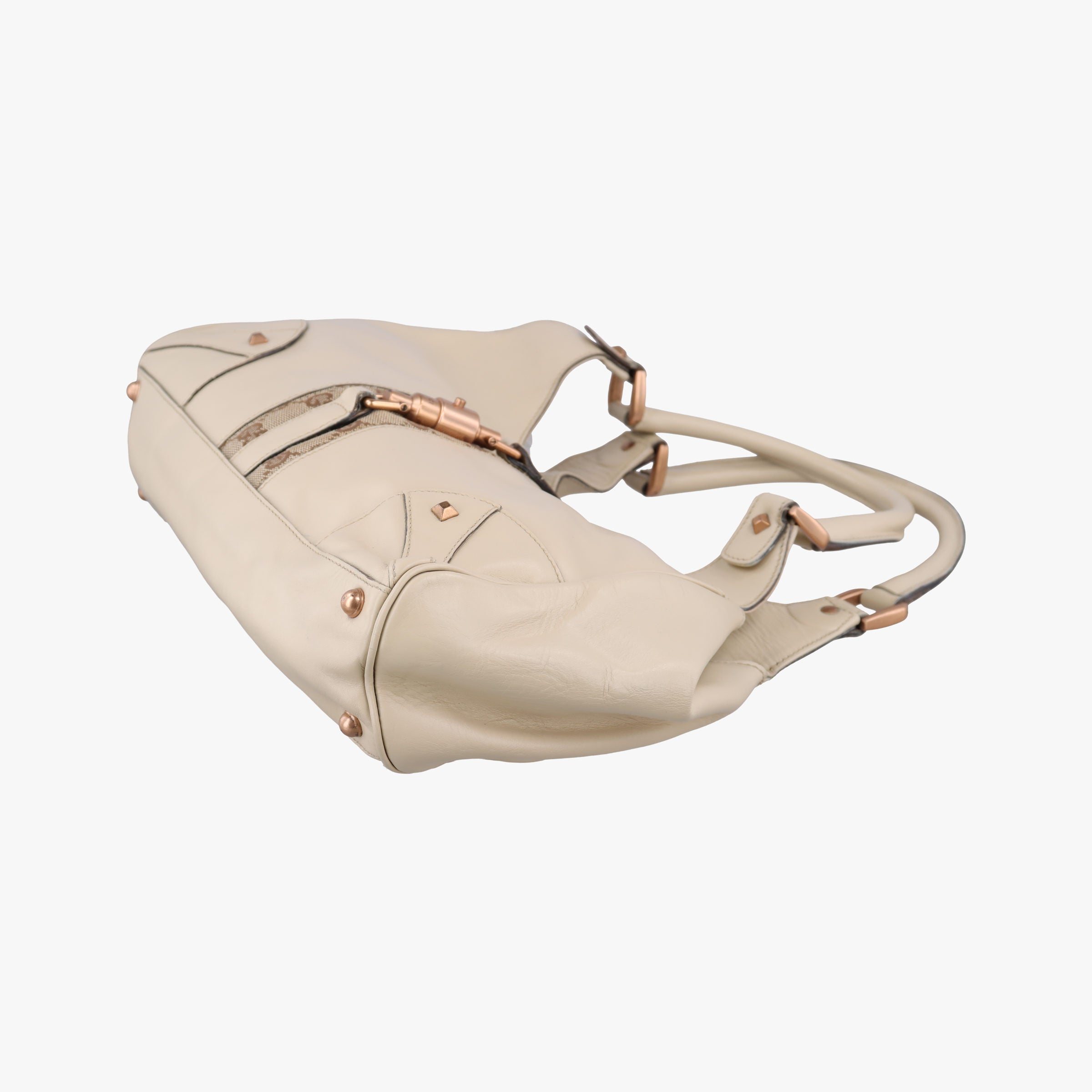 Pre-owned Gucci New Jackie White Leather×canvas 124407 handbag | stylenewstar