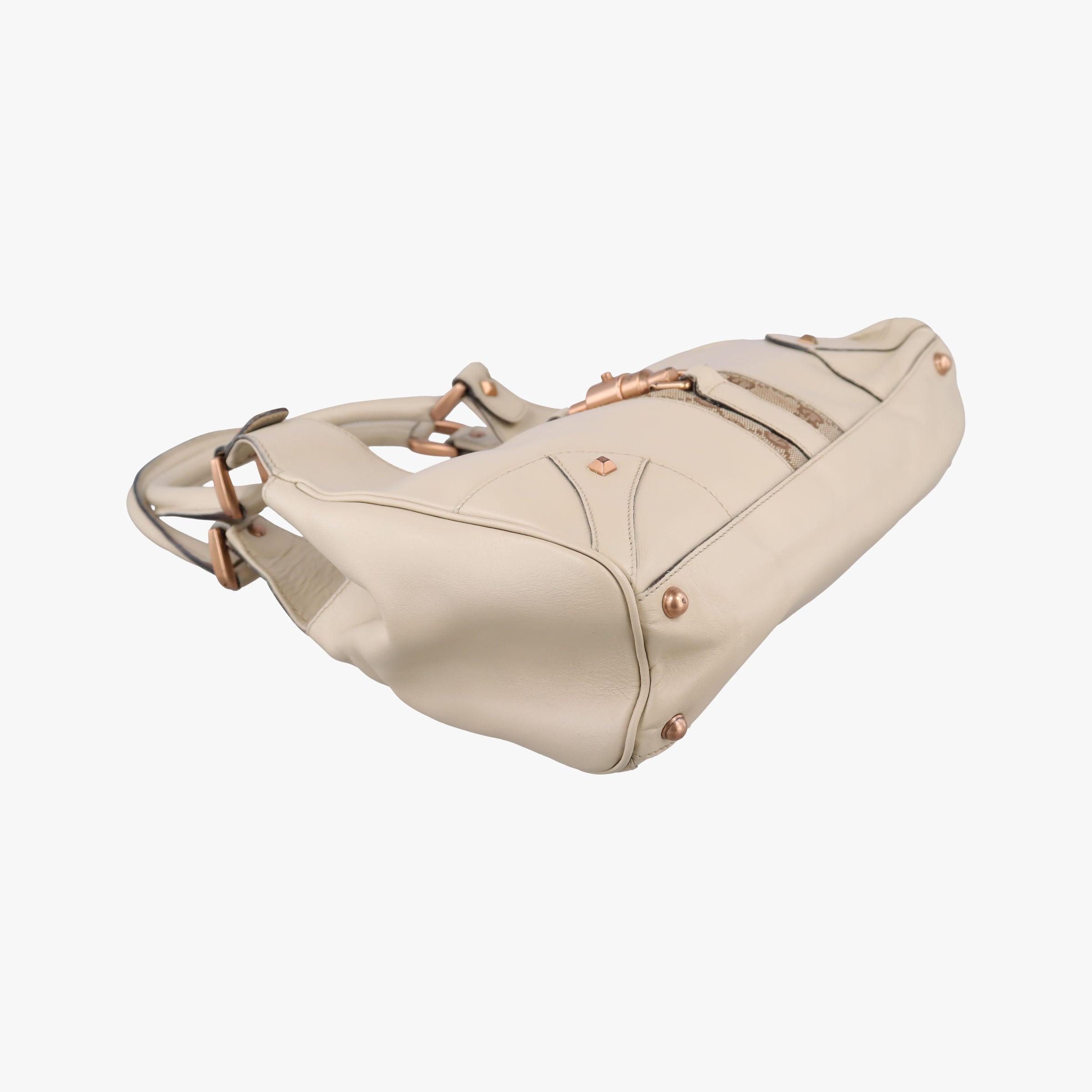 Pre-owned Gucci New Jackie White Leather×canvas 124407 handbag | stylenewstar