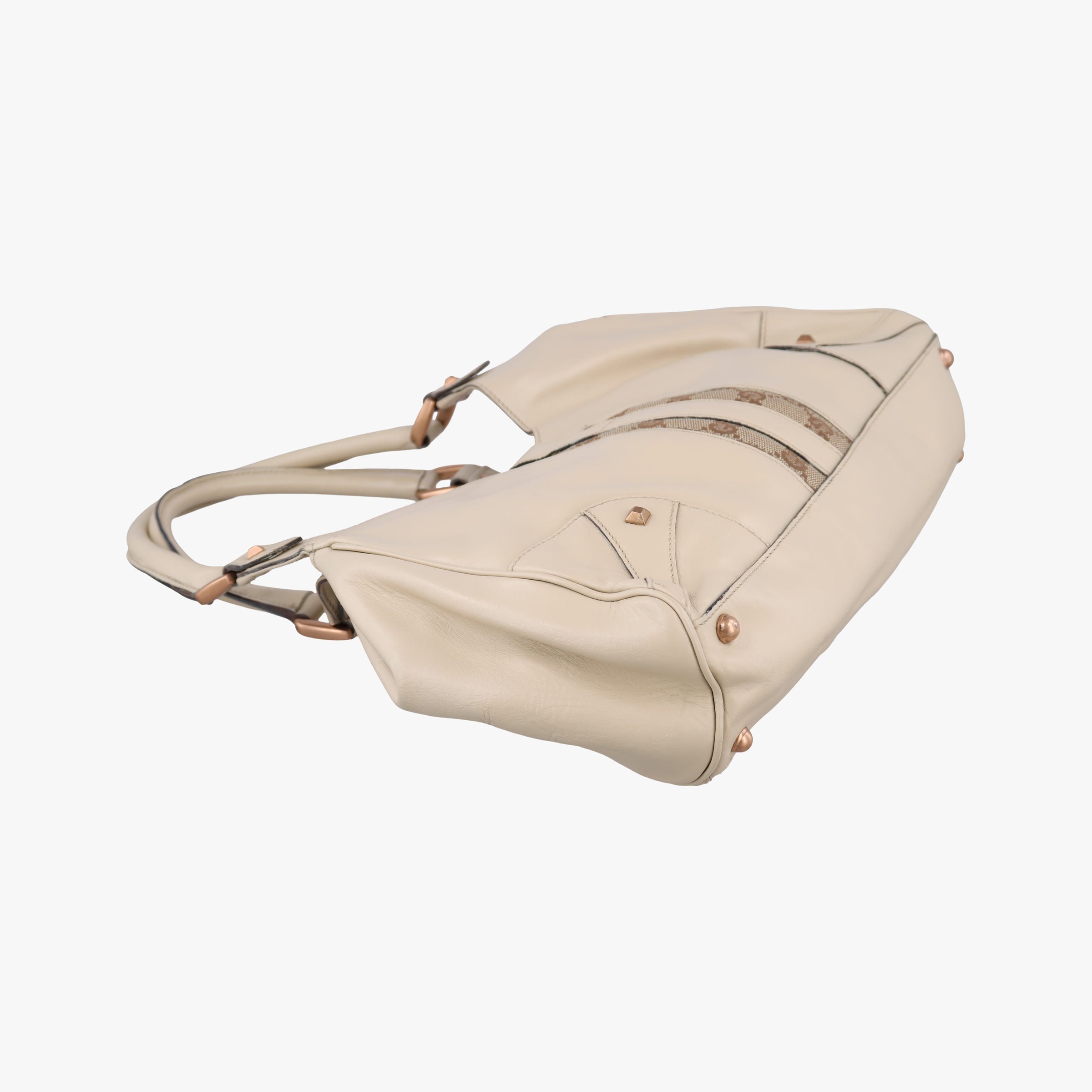 Pre-owned Gucci New Jackie White Leather×canvas 124407 handbag | stylenewstar