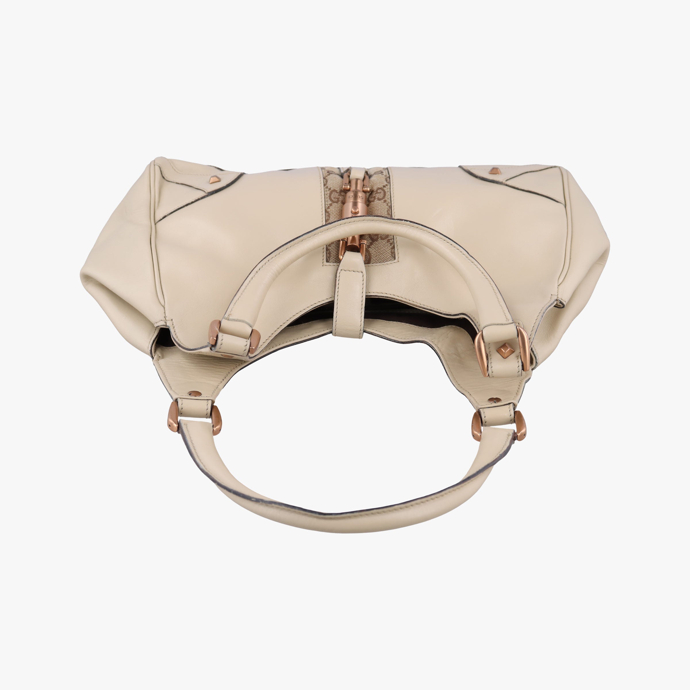 Pre-owned Gucci New Jackie White Leather×canvas 124407 handbag | stylenewstar