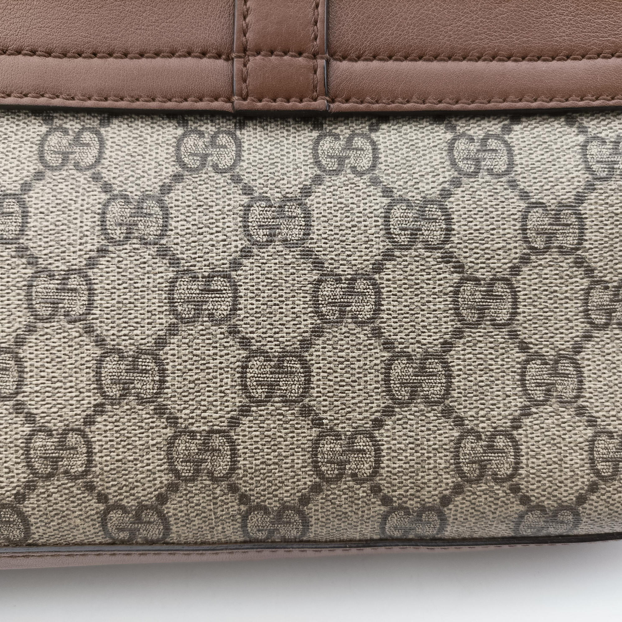 Pre-owned Gucci Sukey khaki×brown canvas × leather 336748 shoulderbag | stylenewstar