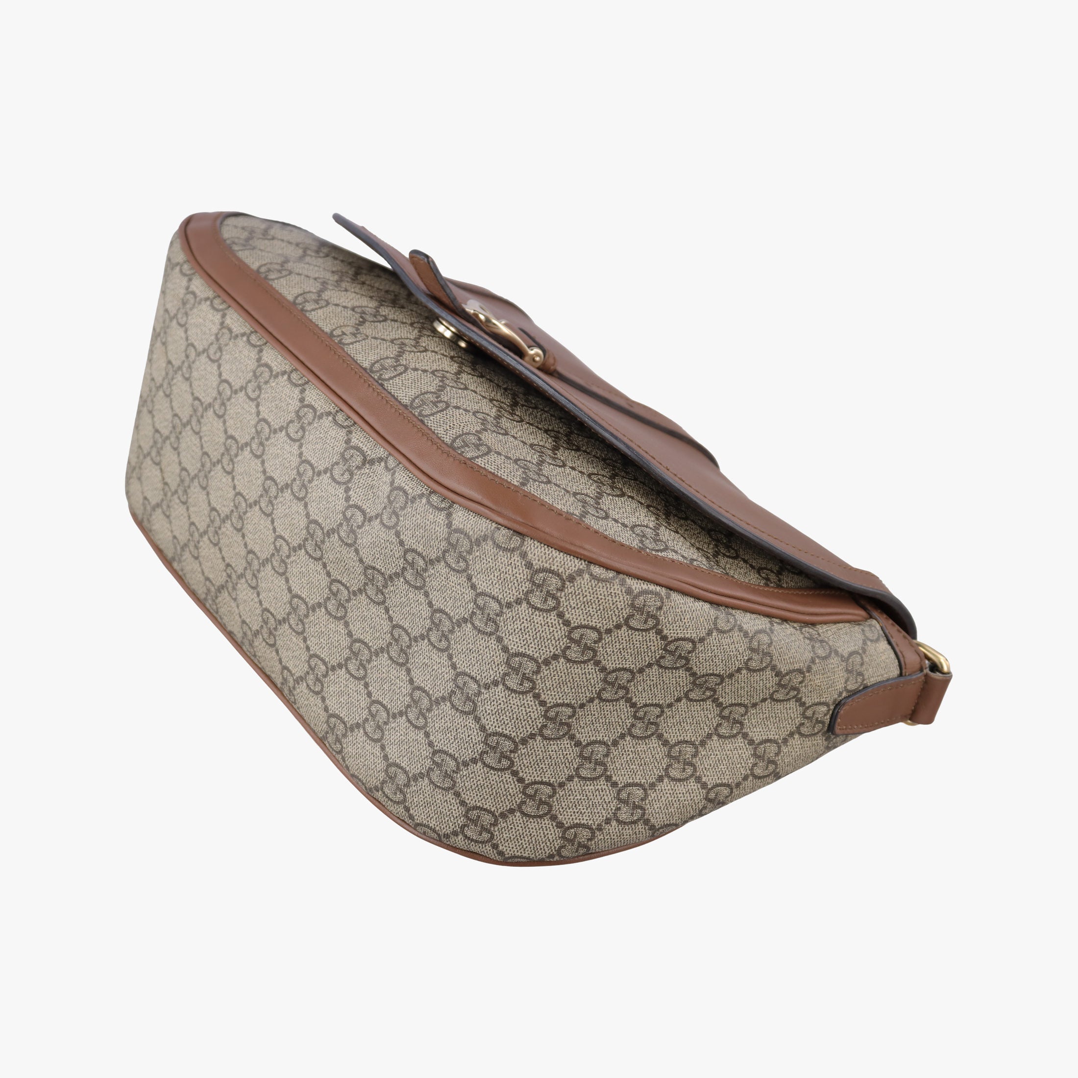 Pre-owned Gucci Sukey khaki×brown canvas × leather 336748 shoulderbag | stylenewstar