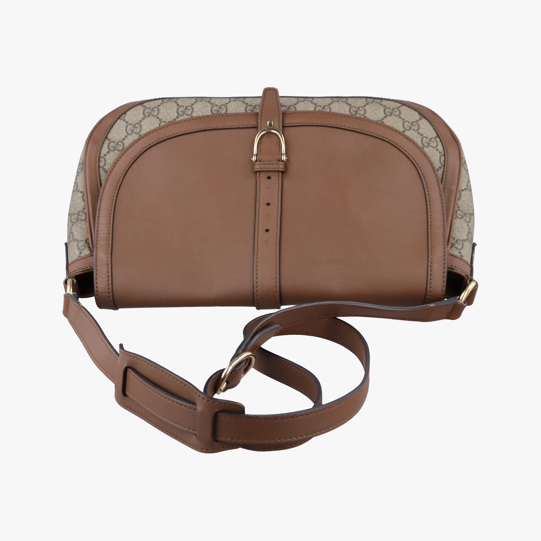 Pre-owned Gucci Sukey khaki×brown canvas × leather 336748 shoulderbag | stylenewstar