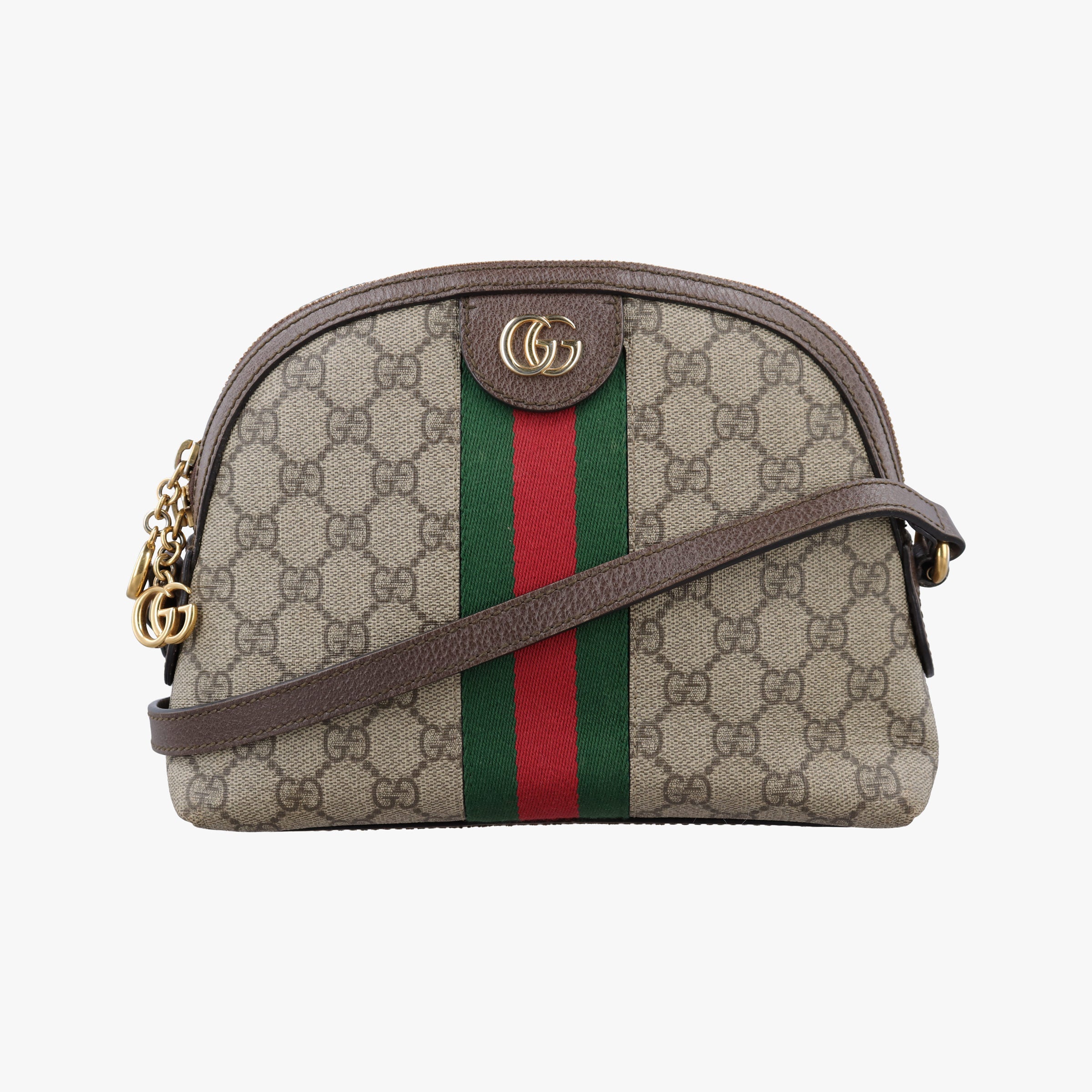 Pre-owned Gucci Ophidia brown×red×green PVC coated canvas 499621 shoulderbag | stylenewstar
