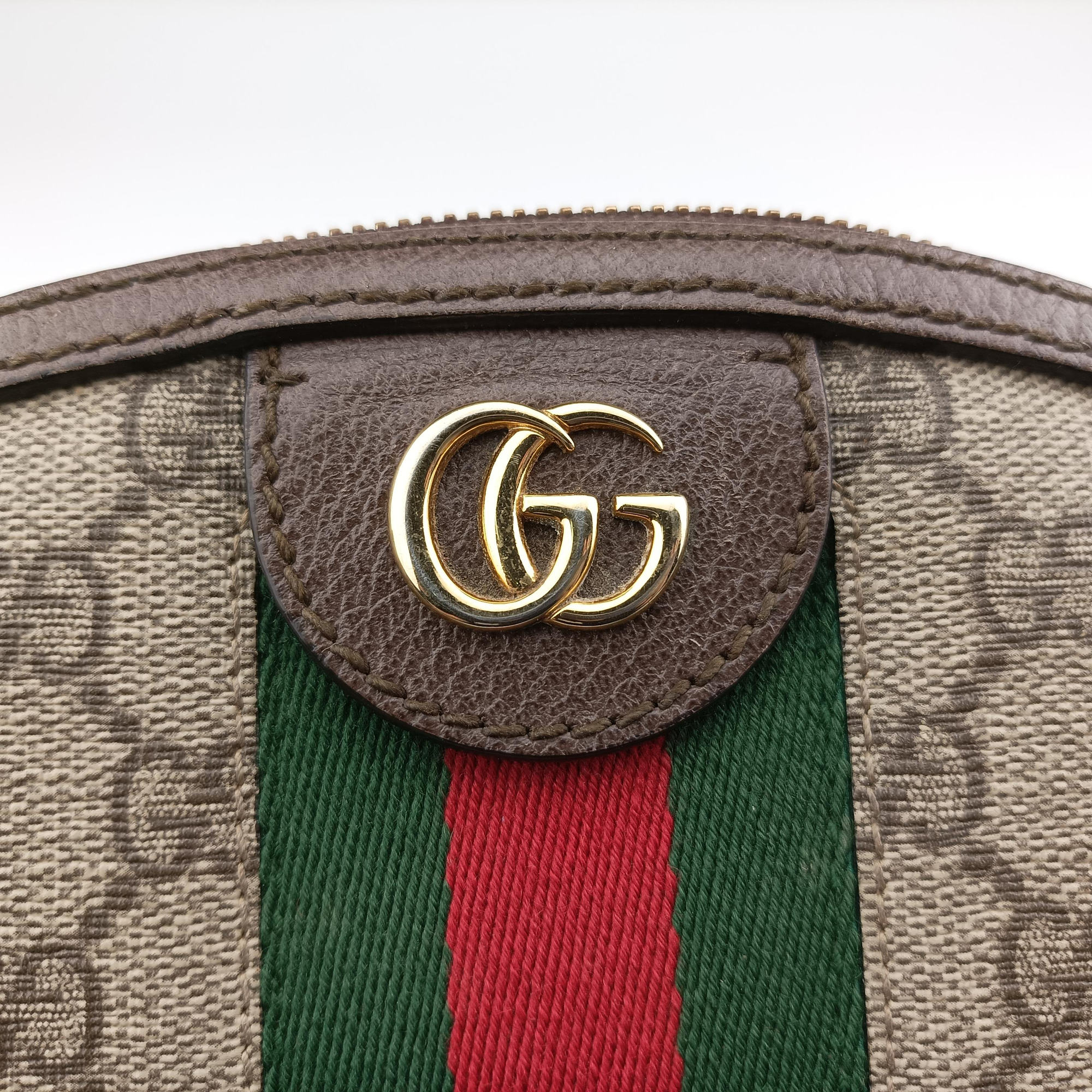 Pre-owned Gucci Ophidia brown×red×green PVC coated canvas 499621 shoulderbag | stylenewstar