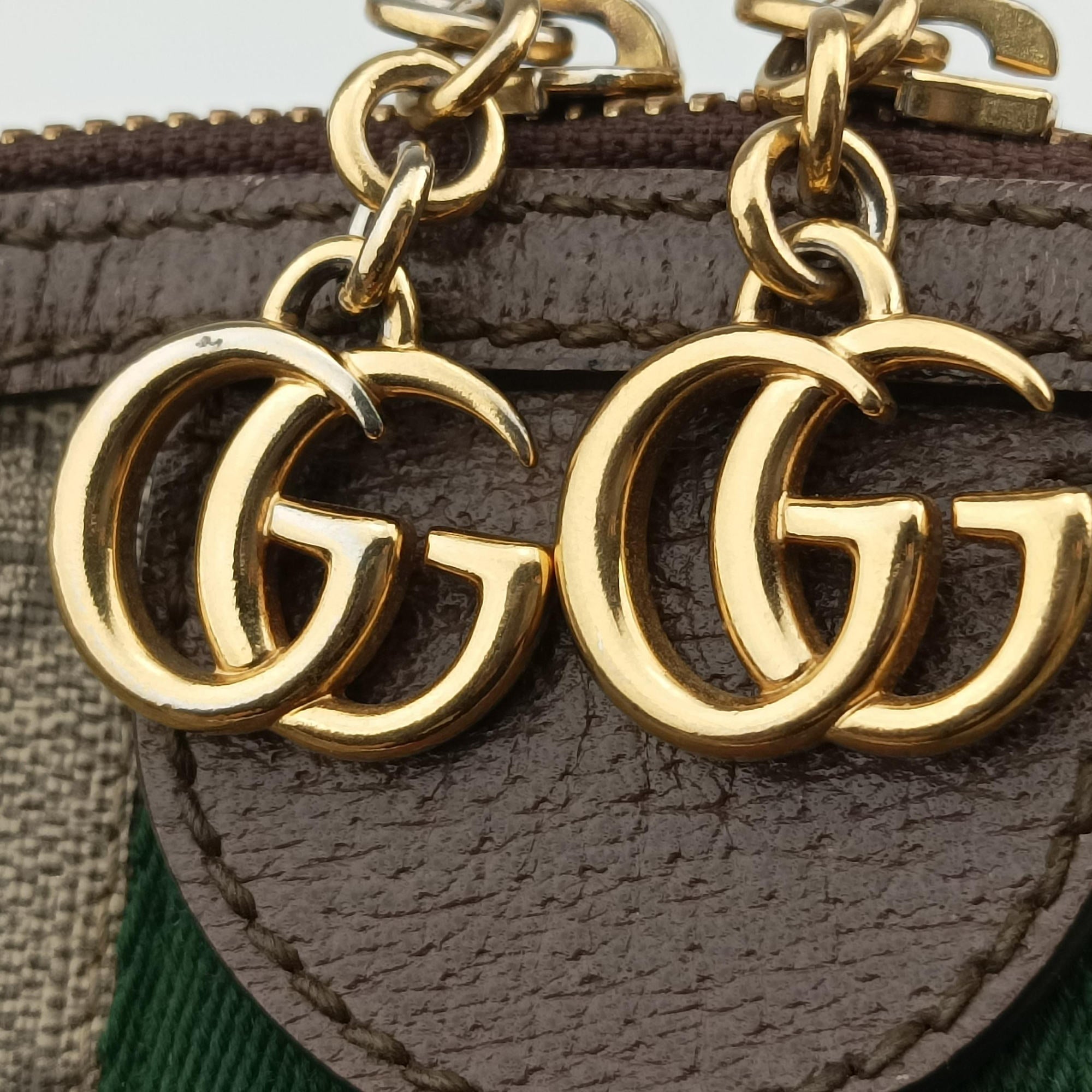 Pre-owned Gucci Ophidia brown×red×green PVC coated canvas 499621 shoulderbag | stylenewstar