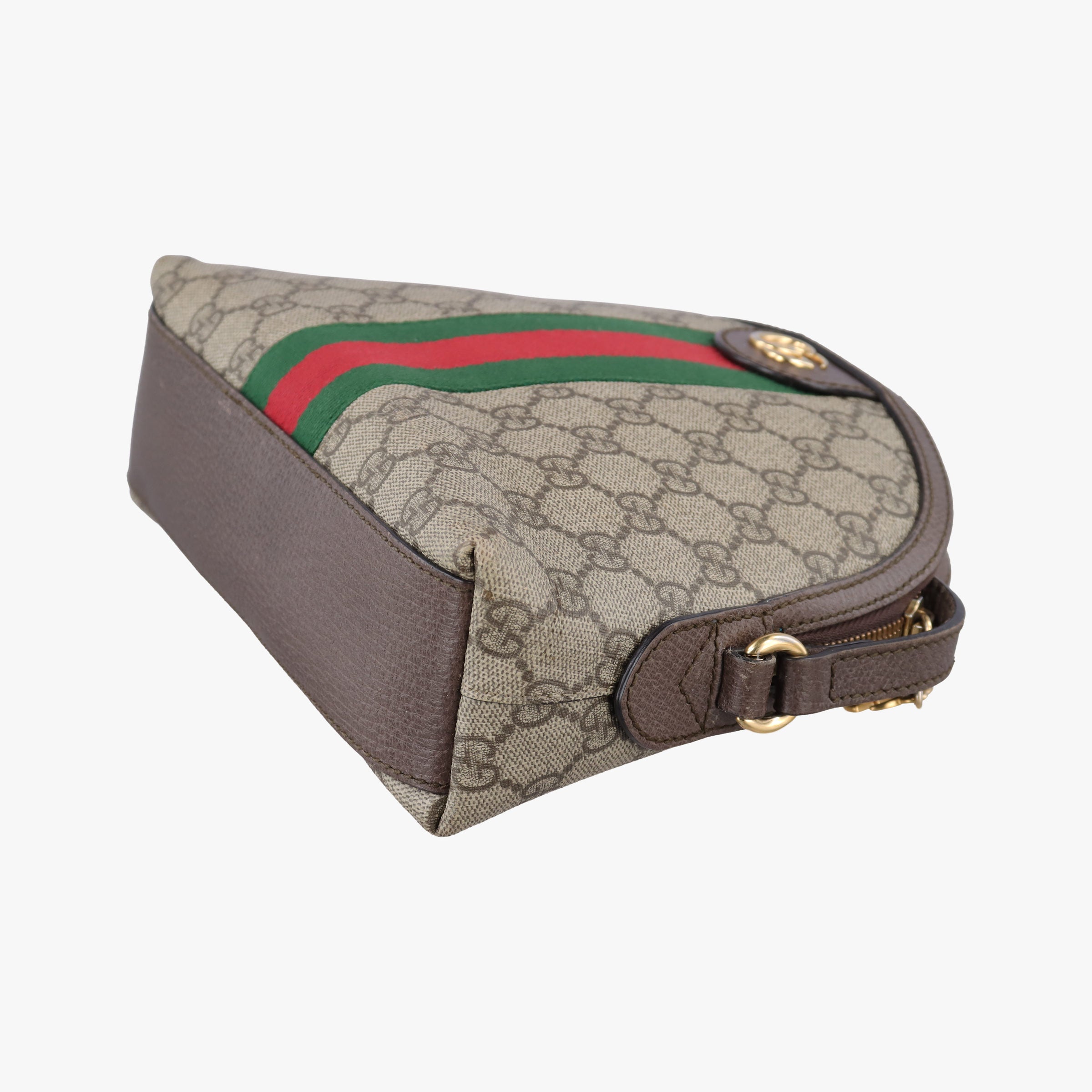 Pre-owned Gucci Ophidia brown×red×green PVC coated canvas 499621 shoulderbag | stylenewstar