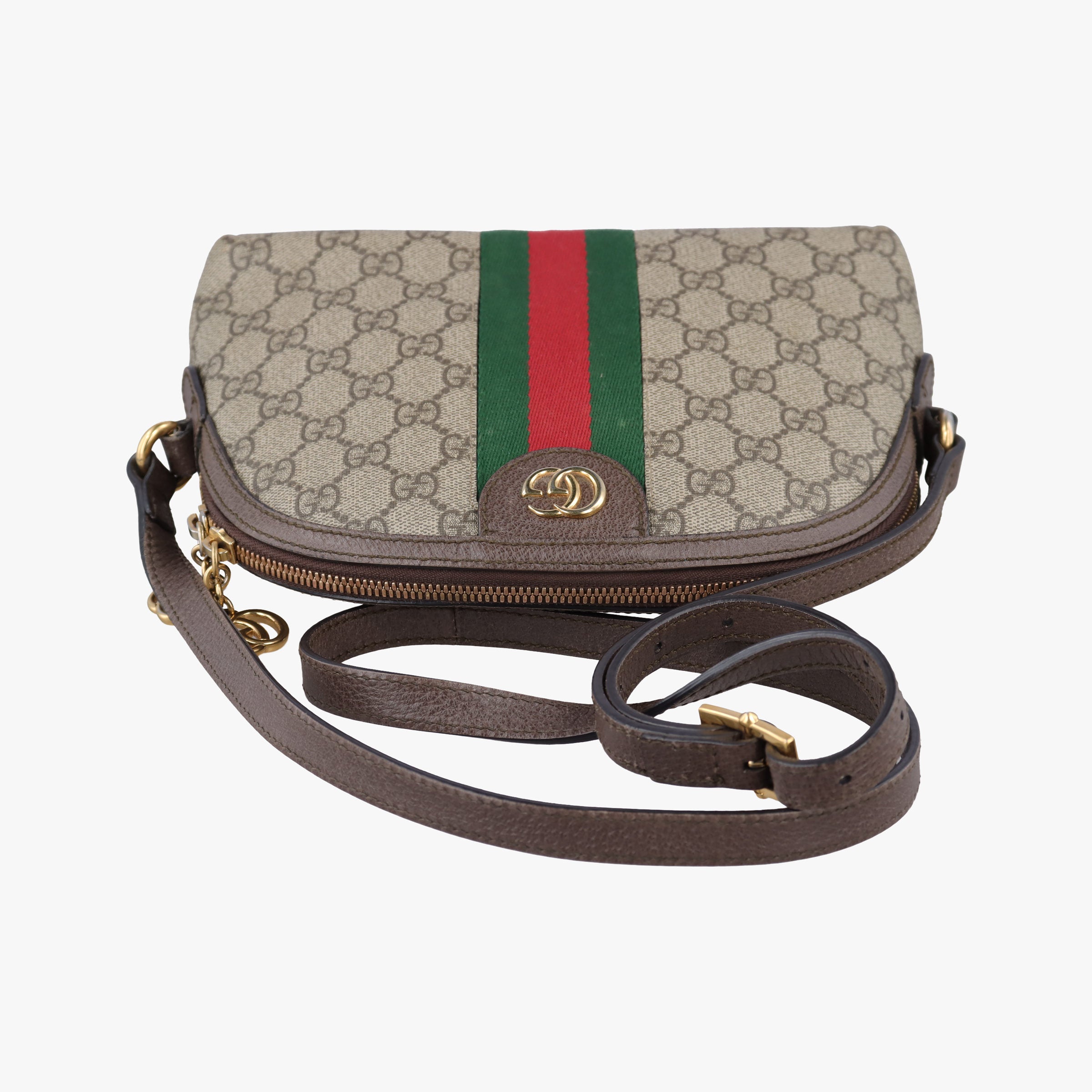Pre-owned Gucci Ophidia brown×red×green PVC coated canvas 499621 shoulderbag | stylenewstar