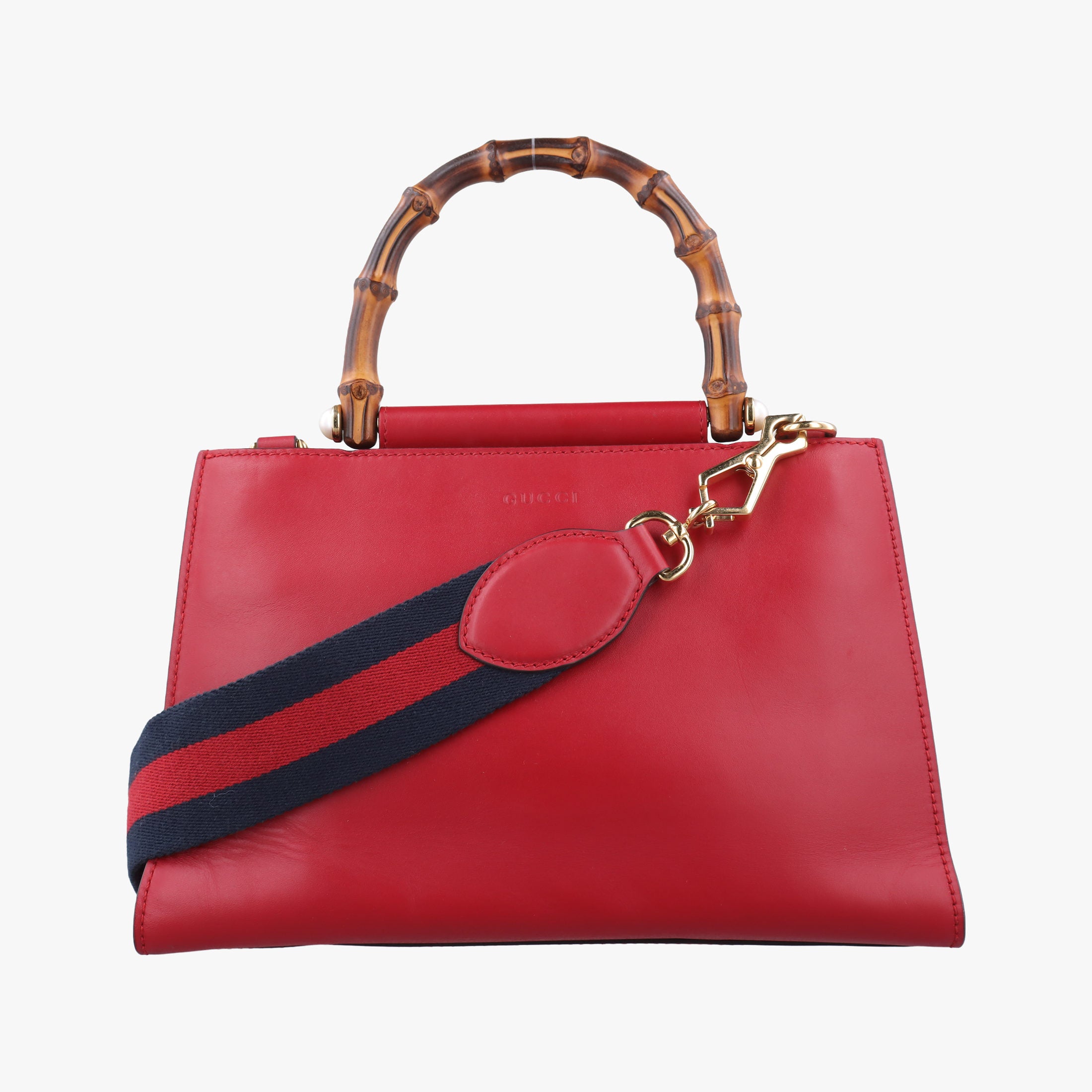 Pre-owned Gucci Bamboo Nymphaea Red Leather 459076 shoulderbag | stylenewstar