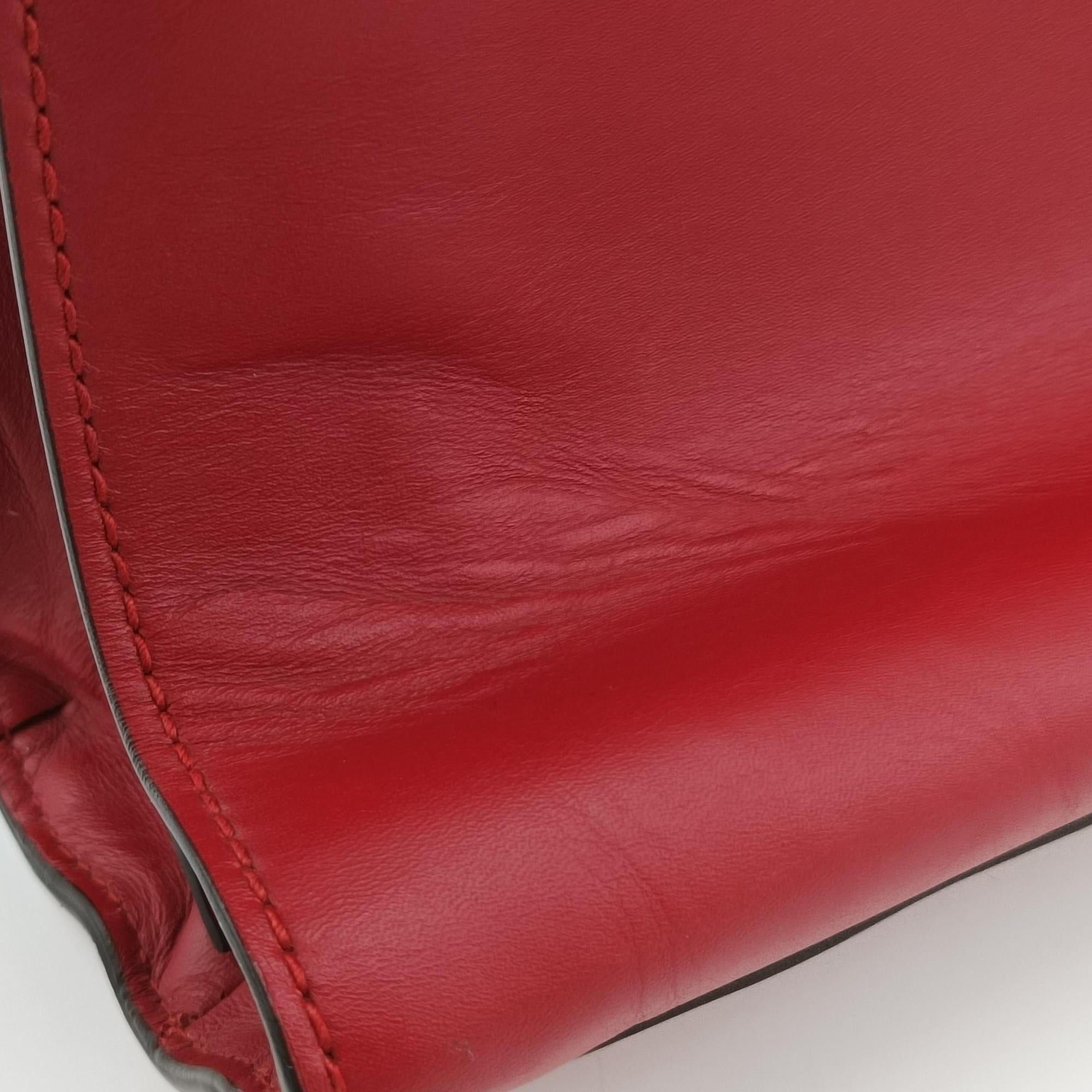 Pre-owned Gucci Bamboo Nymphaea Red Leather 459076 shoulderbag | stylenewstar