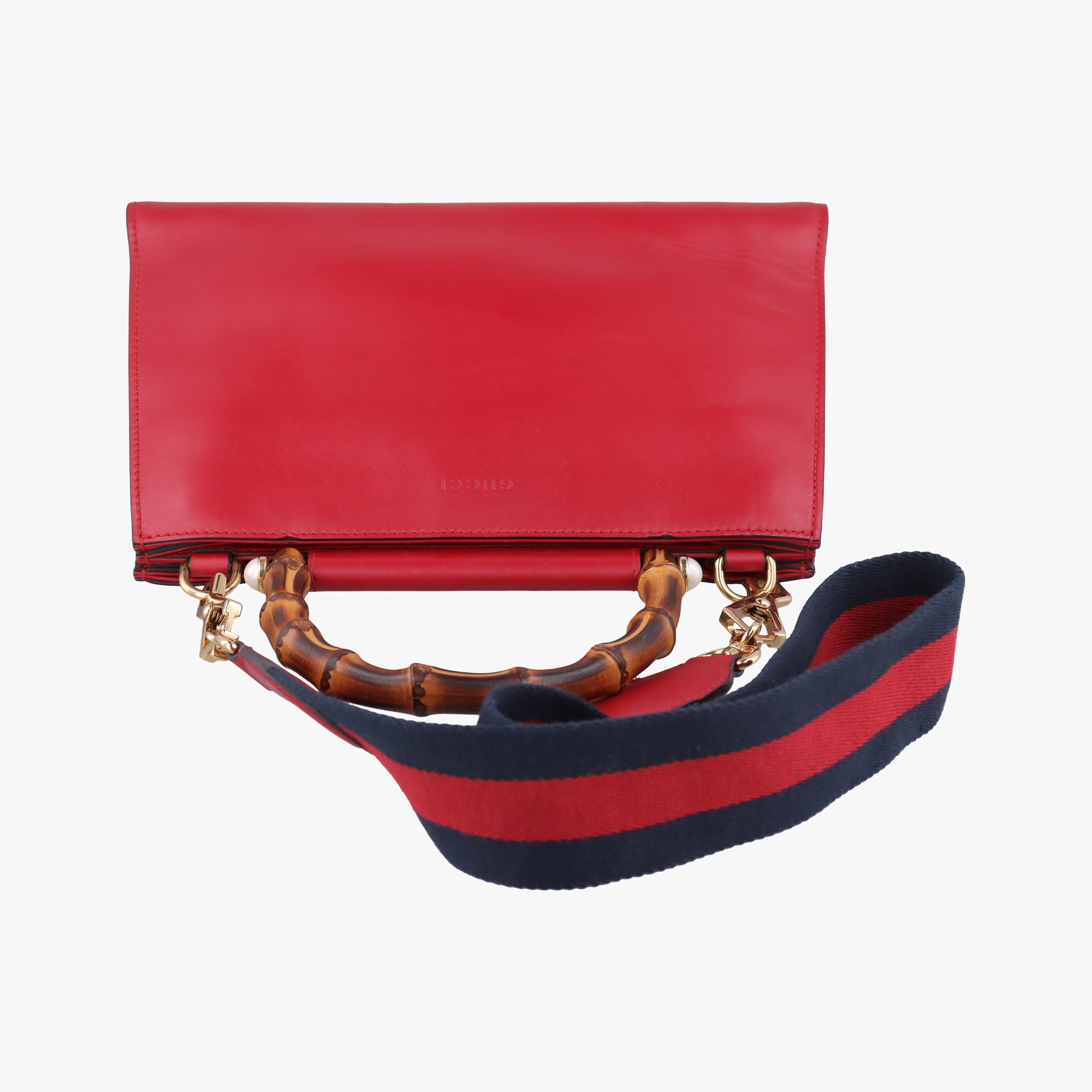 Pre-owned Gucci Bamboo Nymphaea Red Leather 459076 shoulderbag | stylenewstar