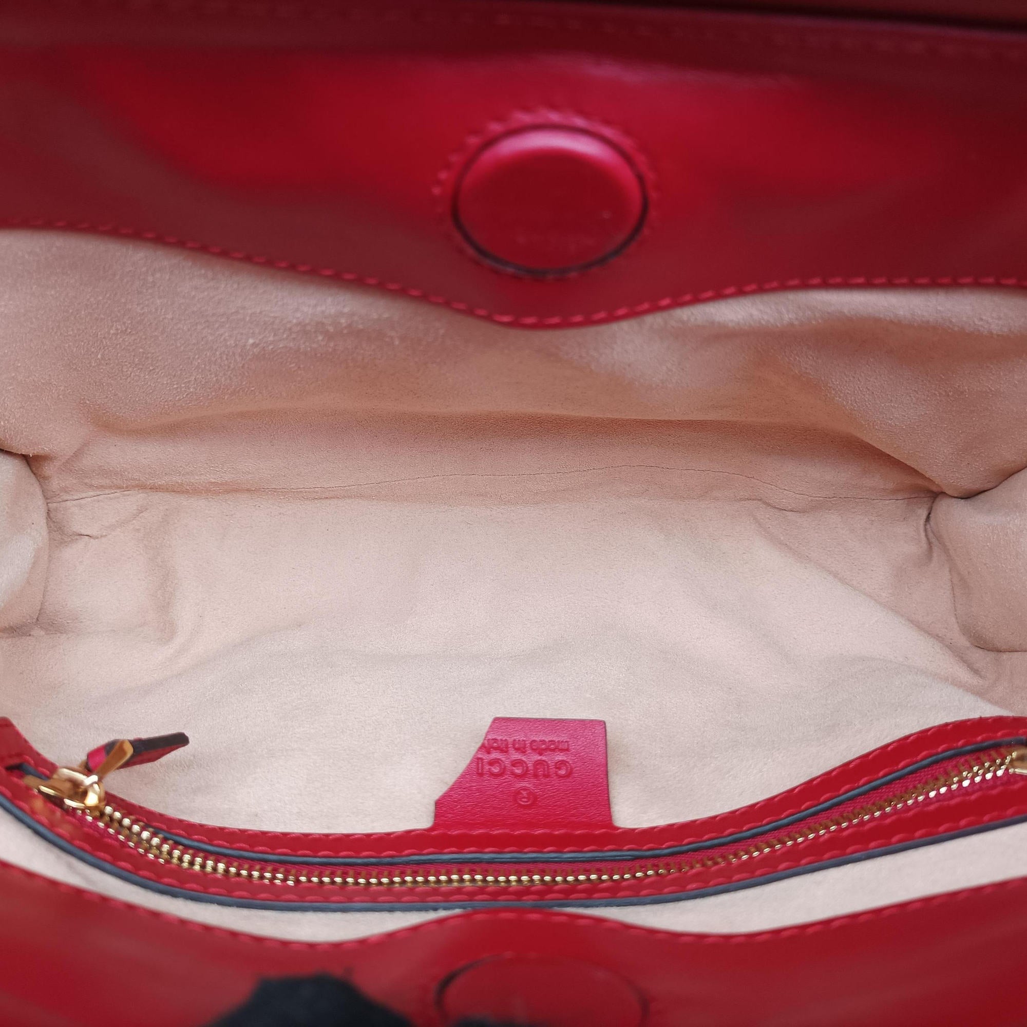 Pre-owned Gucci Bamboo Nymphaea Red Leather 459076 shoulderbag | stylenewstar