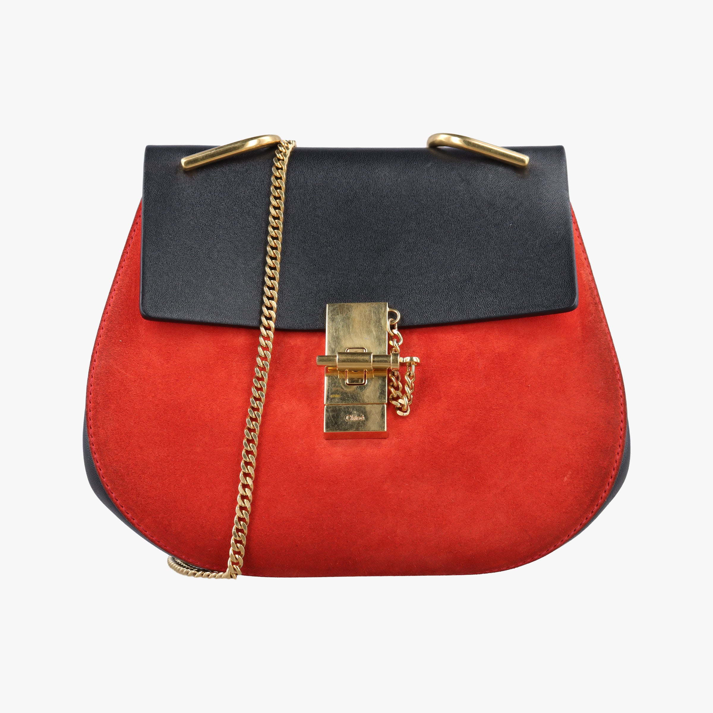 Vintage Chloe DREW Black×red Suede×Leather  shoulderbag | stylenewstar