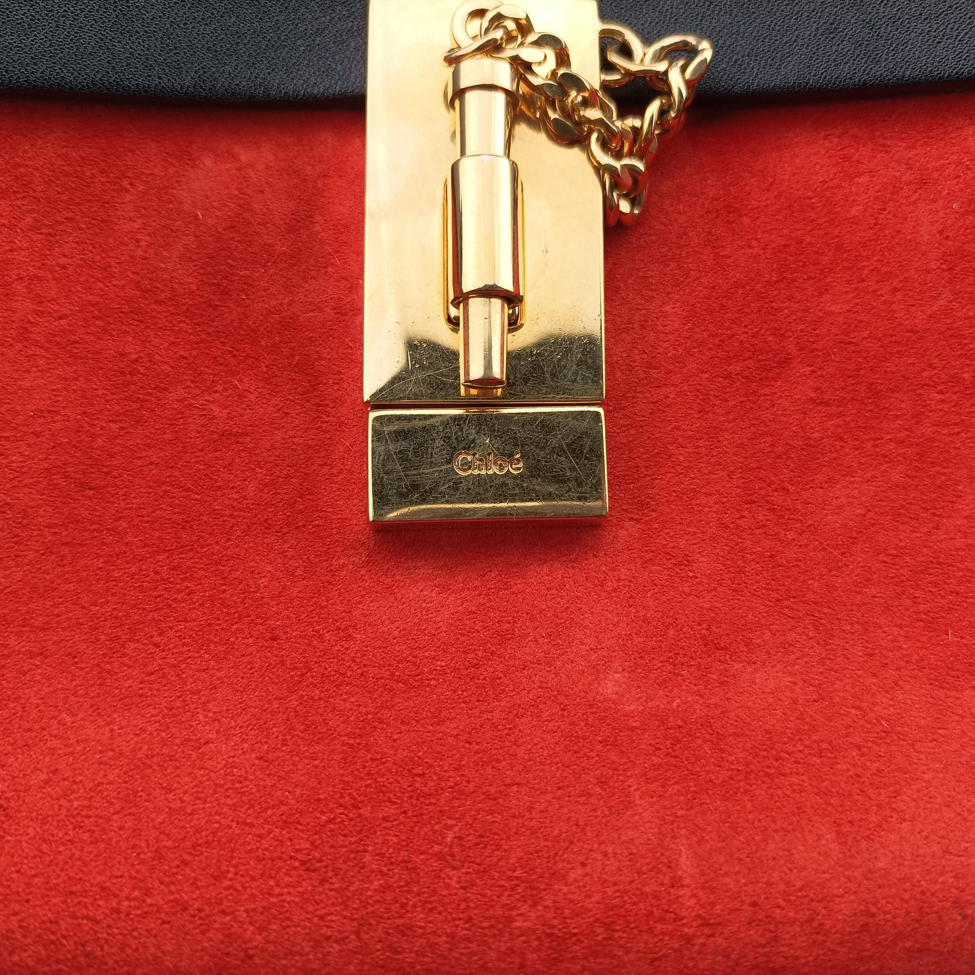Vintage Chloe DREW Black×red Suede×Leather  shoulderbag | stylenewstar