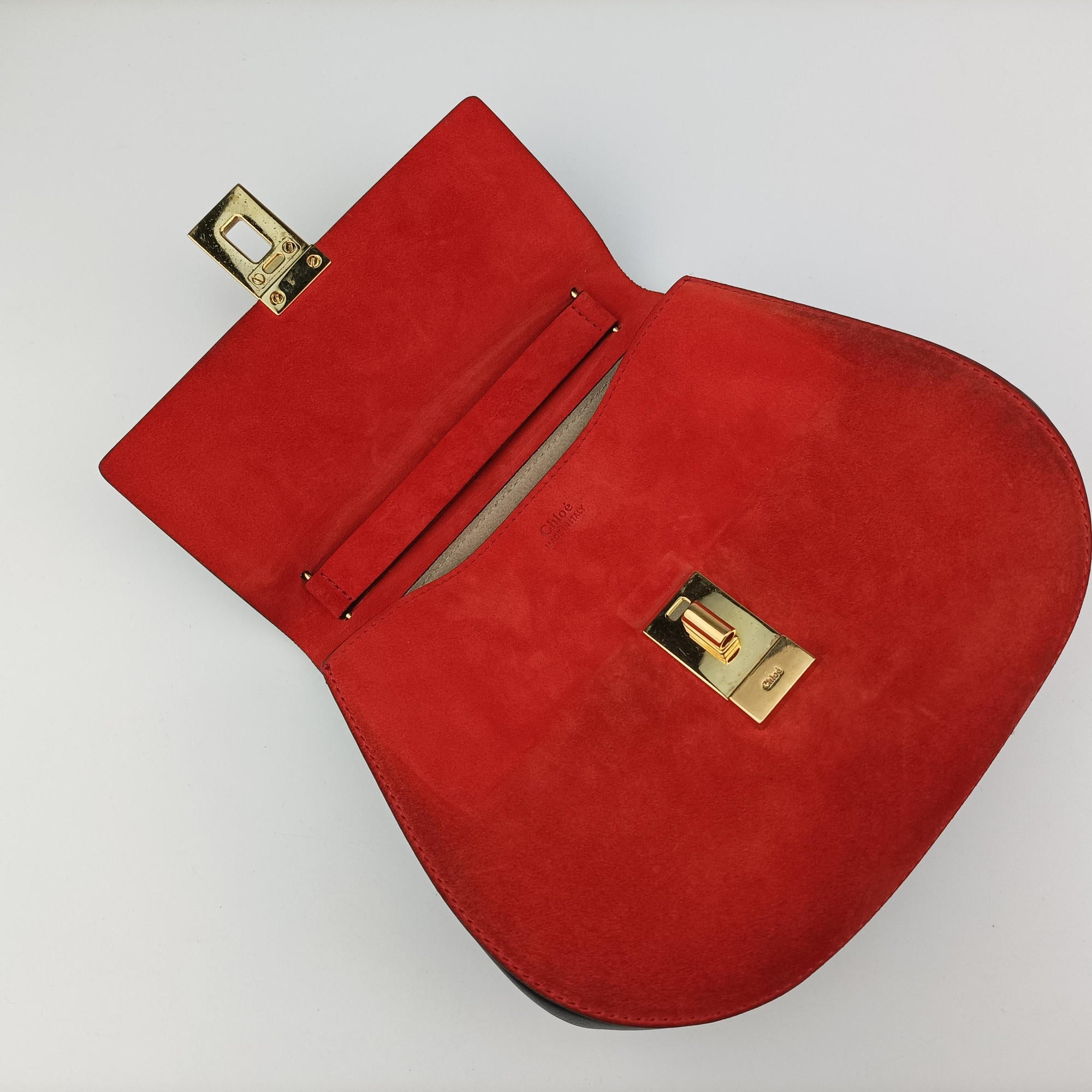 Vintage Chloe DREW Black×red Suede×Leather  shoulderbag | stylenewstar