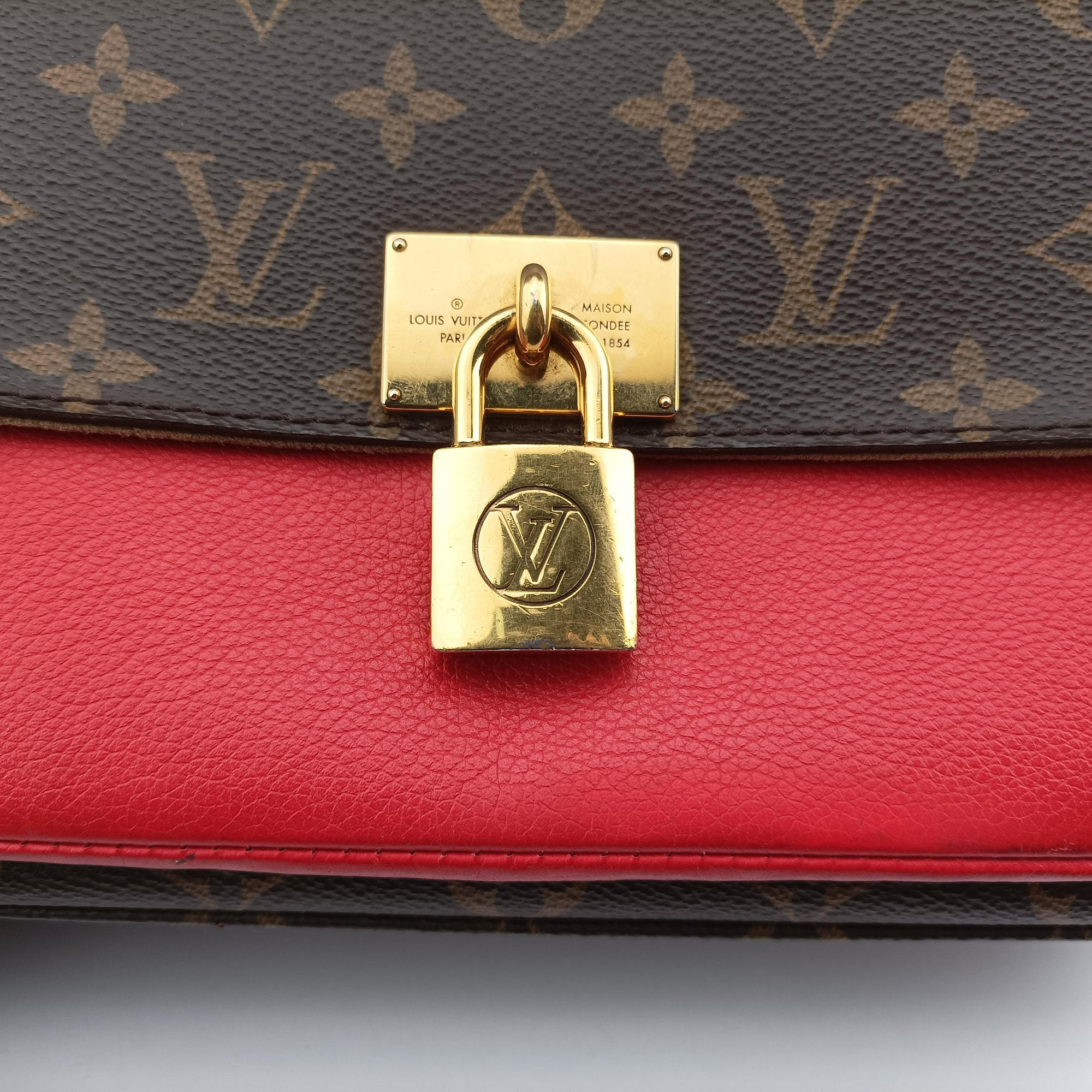 Pre-owned Louis Vuitton MARIGNAN Brown×COQUELICOT Monogram Canvas×calf leather M44286 shoulderbag | stylenewstar