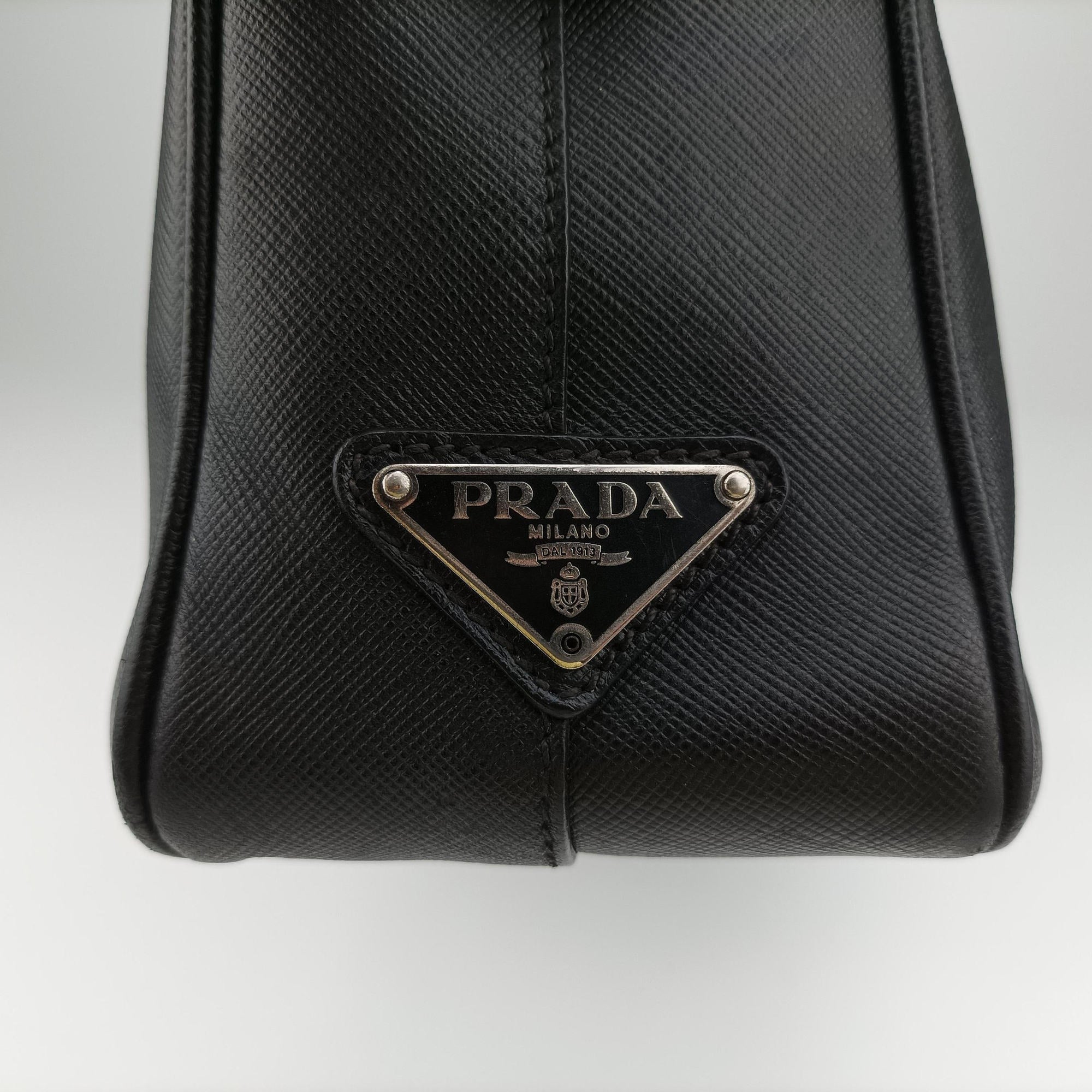 Pre-owned Prada business bag briefcase Black SAFFIANO Leather 2VE363 handbag | stylenewstar