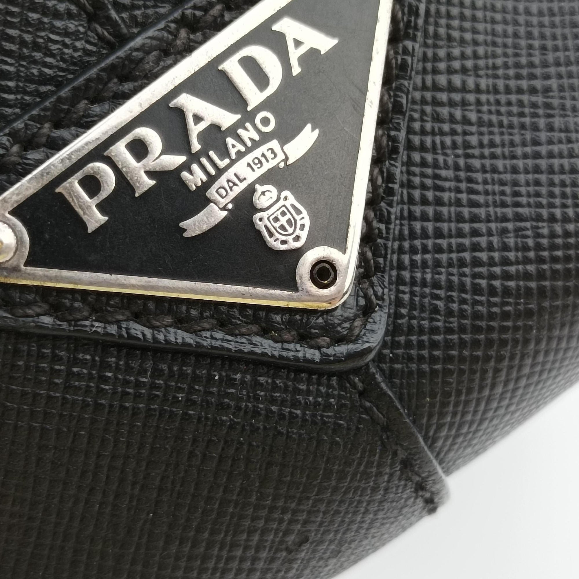 Pre-owned Prada business bag briefcase Black SAFFIANO Leather 2VE363 handbag | stylenewstar
