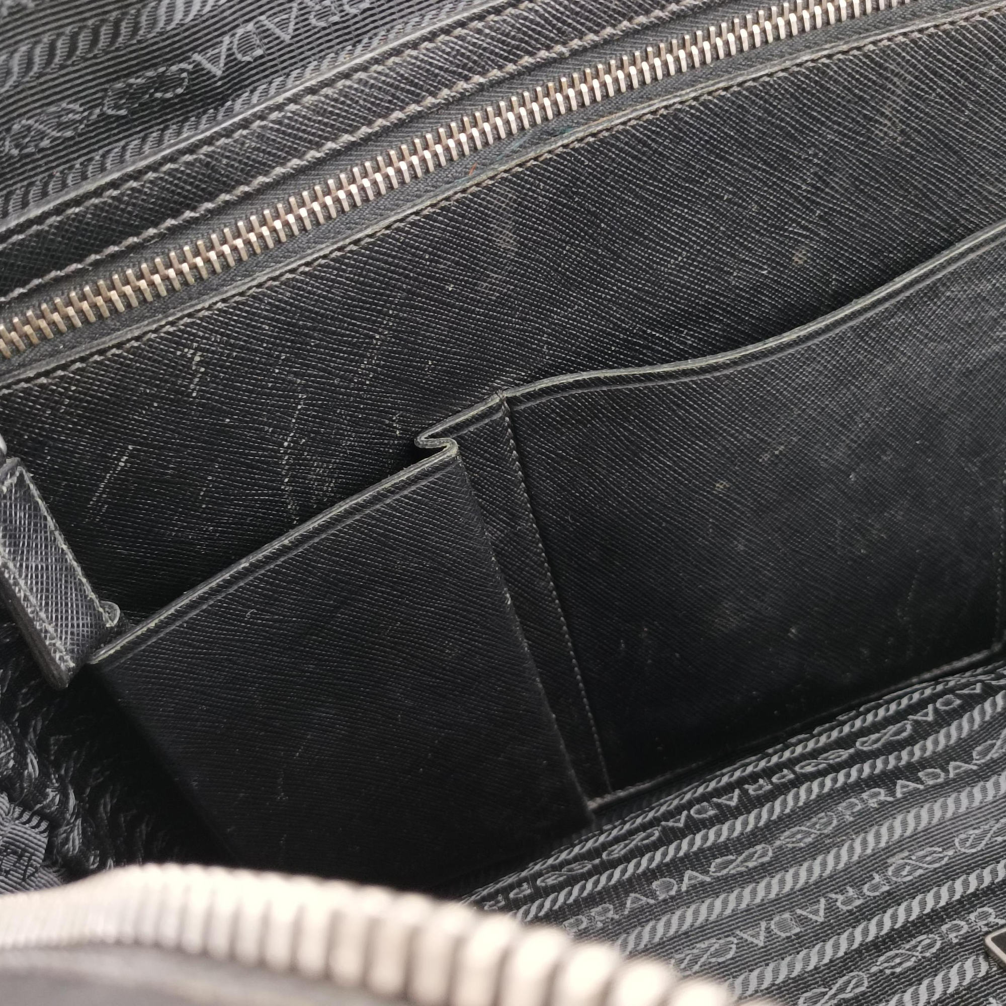 Pre-owned Prada business bag briefcase Black SAFFIANO Leather 2VE363 handbag | stylenewstar