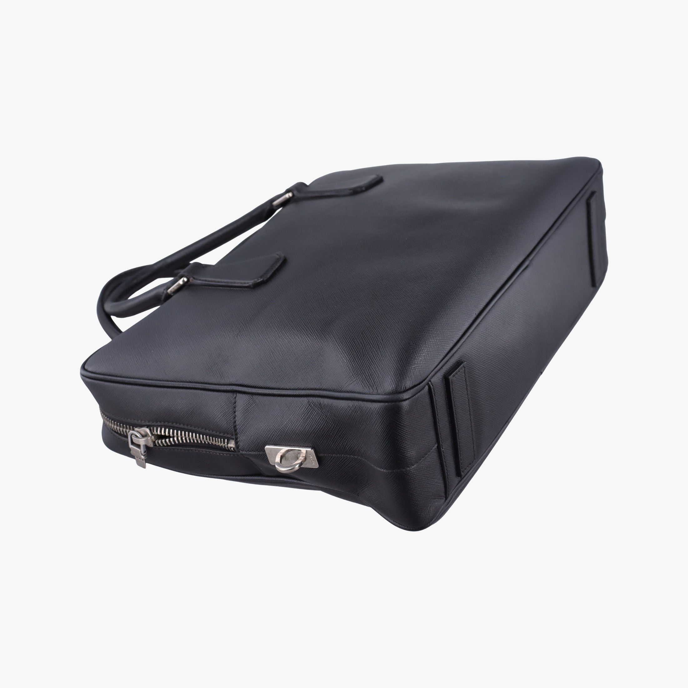 Pre-owned Prada business bag briefcase Black SAFFIANO Leather 2VE363 handbag | stylenewstar