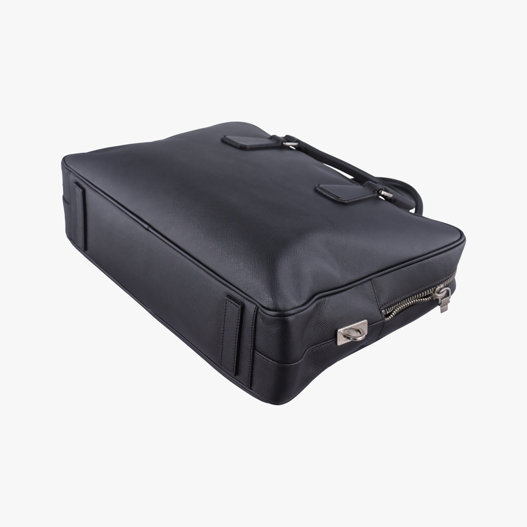 Pre-owned Prada business bag briefcase Black SAFFIANO Leather 2VE363 handbag | stylenewstar