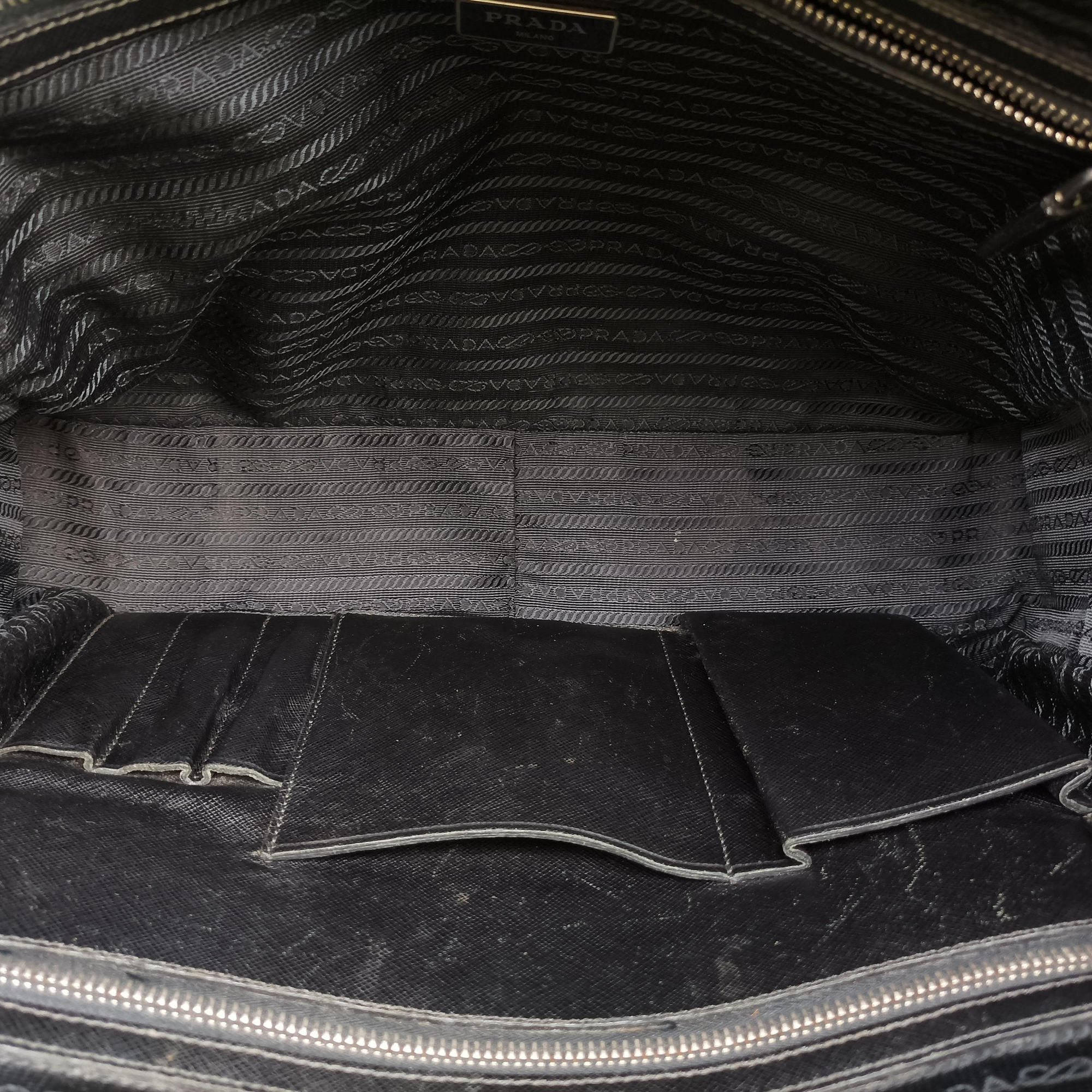 Pre-owned Prada business bag briefcase Black SAFFIANO Leather 2VE363 handbag | stylenewstar