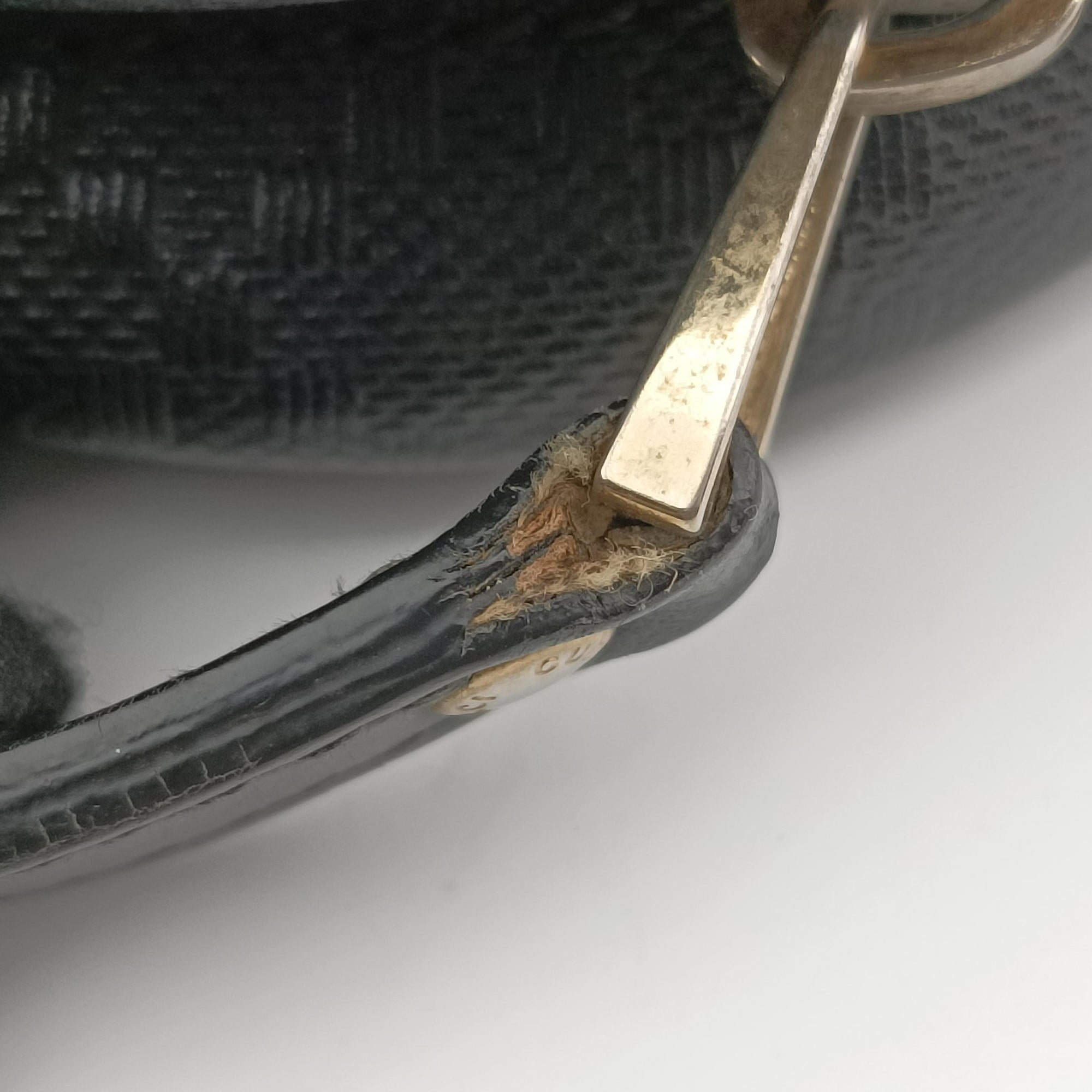 Pre-owned Gucci Guccissima briefcase Black Leather 208463 handbag | stylenewstar
