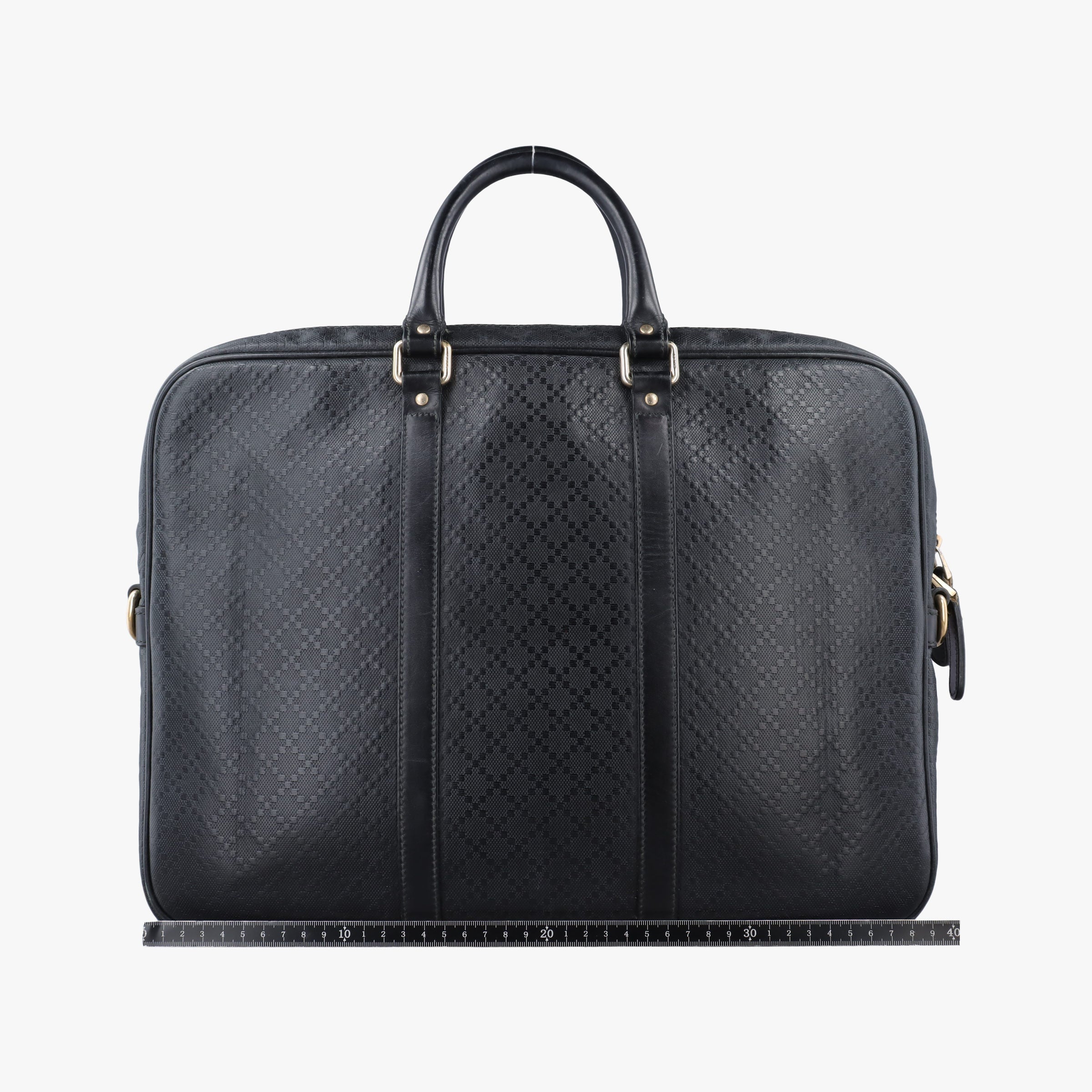 Pre-owned Gucci Guccissima briefcase Black Leather 208463 handbag | stylenewstar