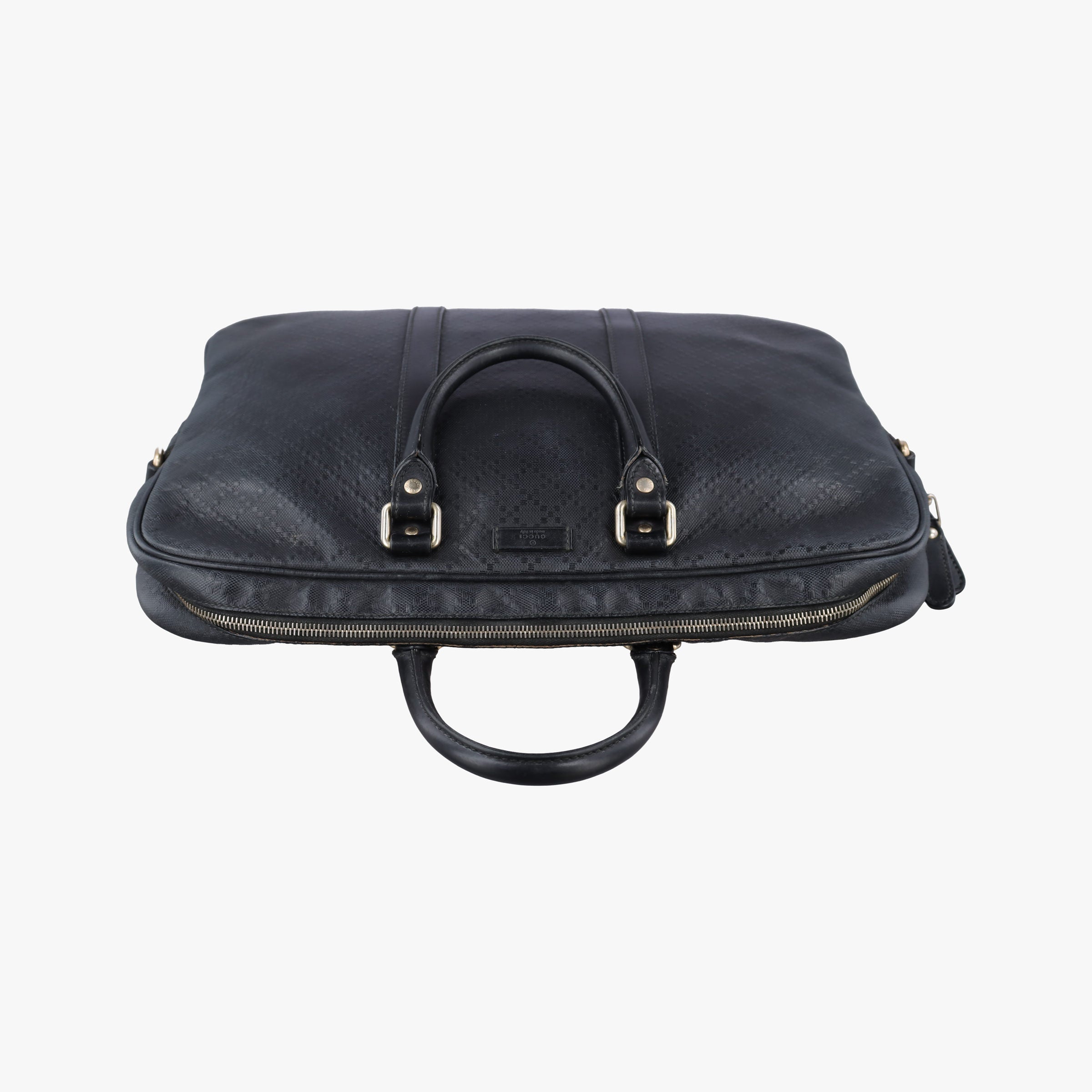 Pre-owned Gucci Guccissima briefcase Black Leather 208463 handbag | stylenewstar